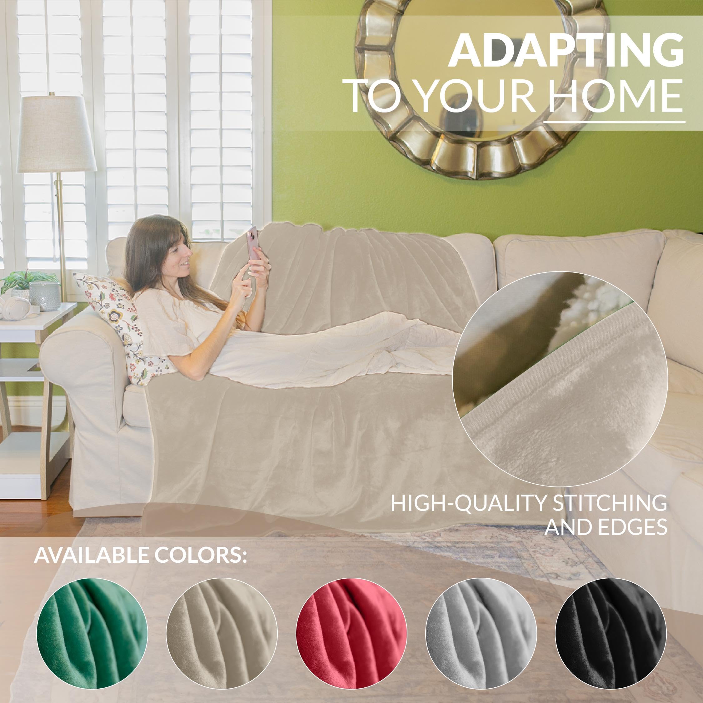 Waterproof Blanket for Bed – Reversible Sherpa Throw with Leakproof TPU Layer – Stain Resistant, Washable Bed Protector with Soft Carry Bag – (80"x60") Gray: Beige 80 x 60 inch