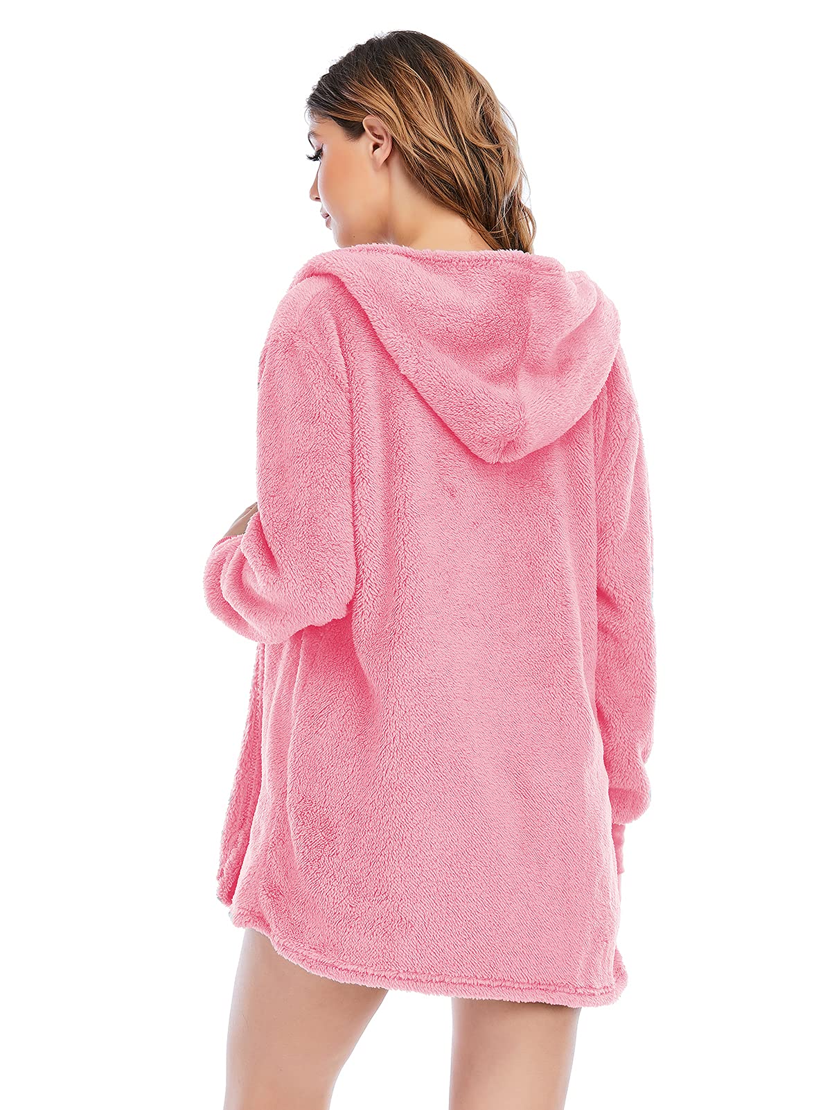 Famnbro Women's Sexy Fuzzy 3 Piece Outfits Fleece Warm Hooded Cardigan Crop Top Shorts Set Pajamas Loungewear