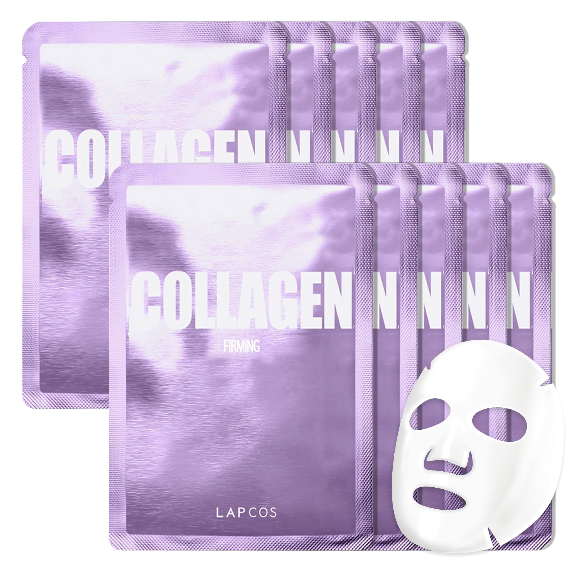 LAPCOS  Sheet Mask, Daily Face Mask with Probiotics to Clarify Skin, Korean Beauty Favorite, 5-Pack: Collagen - 10ct