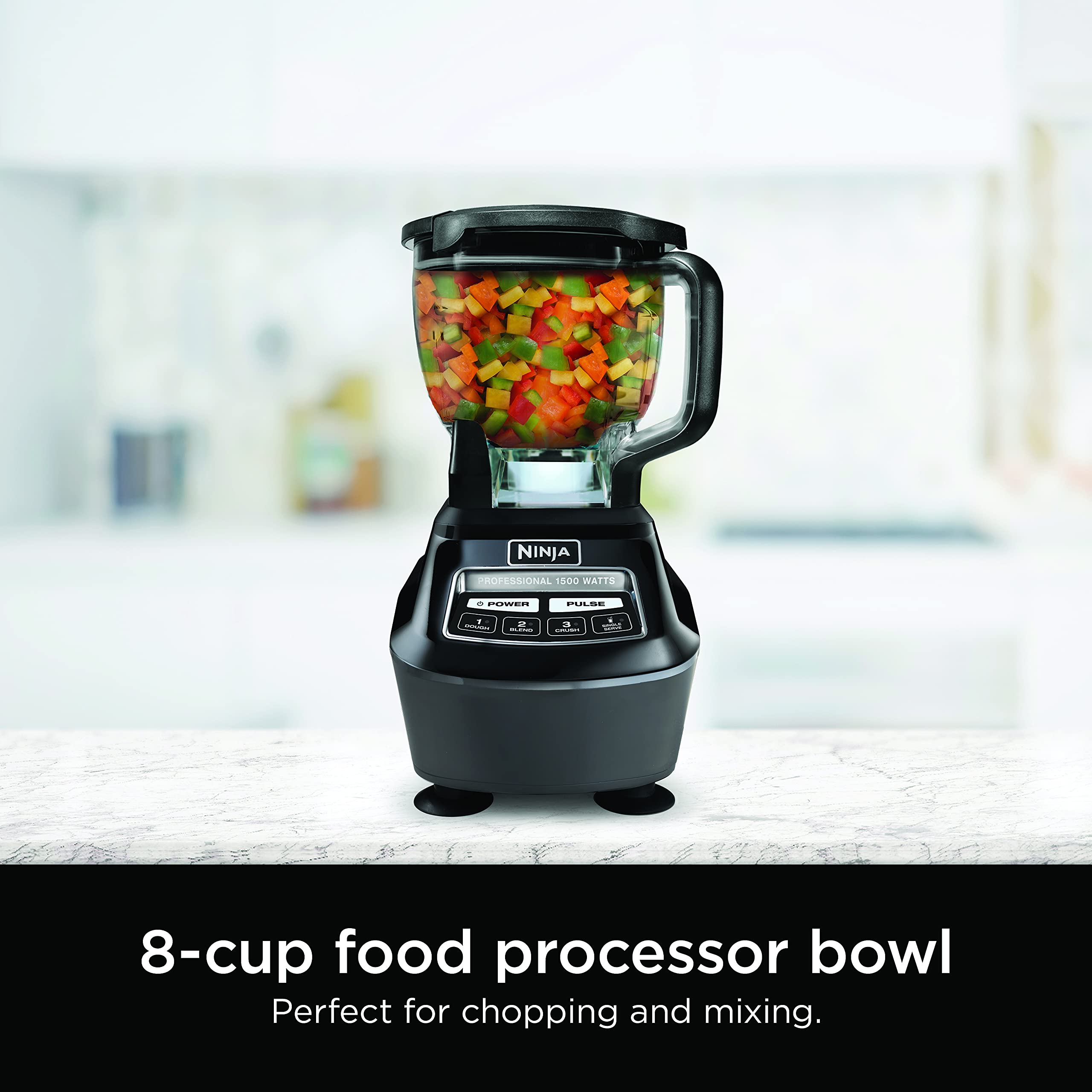 Ninja Mega Kitchen System, 1500W, 72 oz. Full-Size Blender & 8-Cup Food Processor with (2) 16 oz. To-Go Cups, Total Crushing Technology - Smoothies, Ice Crushing, Purees, Dough & More, Black, BL770: Pitcher+Bowl+(1) 16-oz. Cup