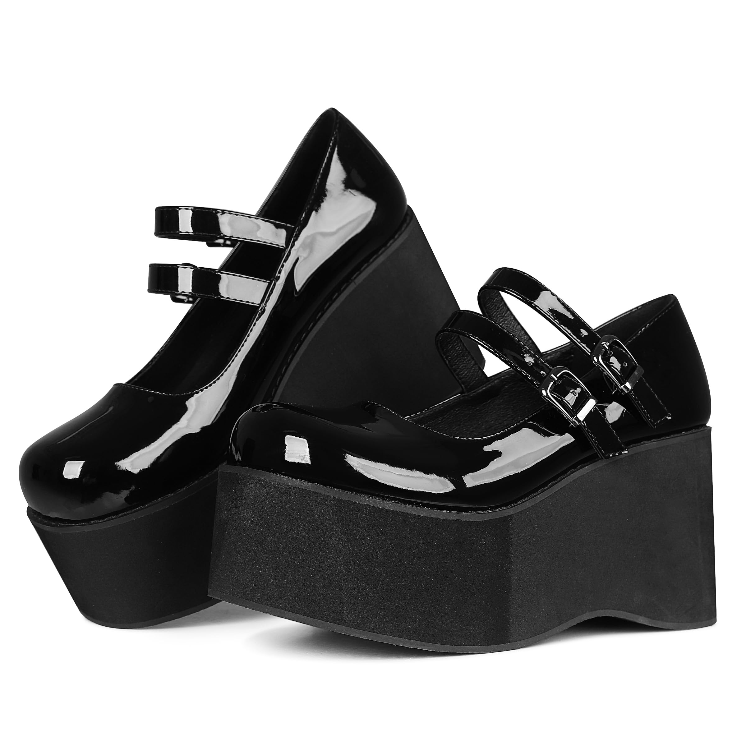 CELNEPHO Mary Jane Shoes Women Cute Ankle Strap Platform Wedge High Heel Pumps Gothic Party Dress Shoes for Women