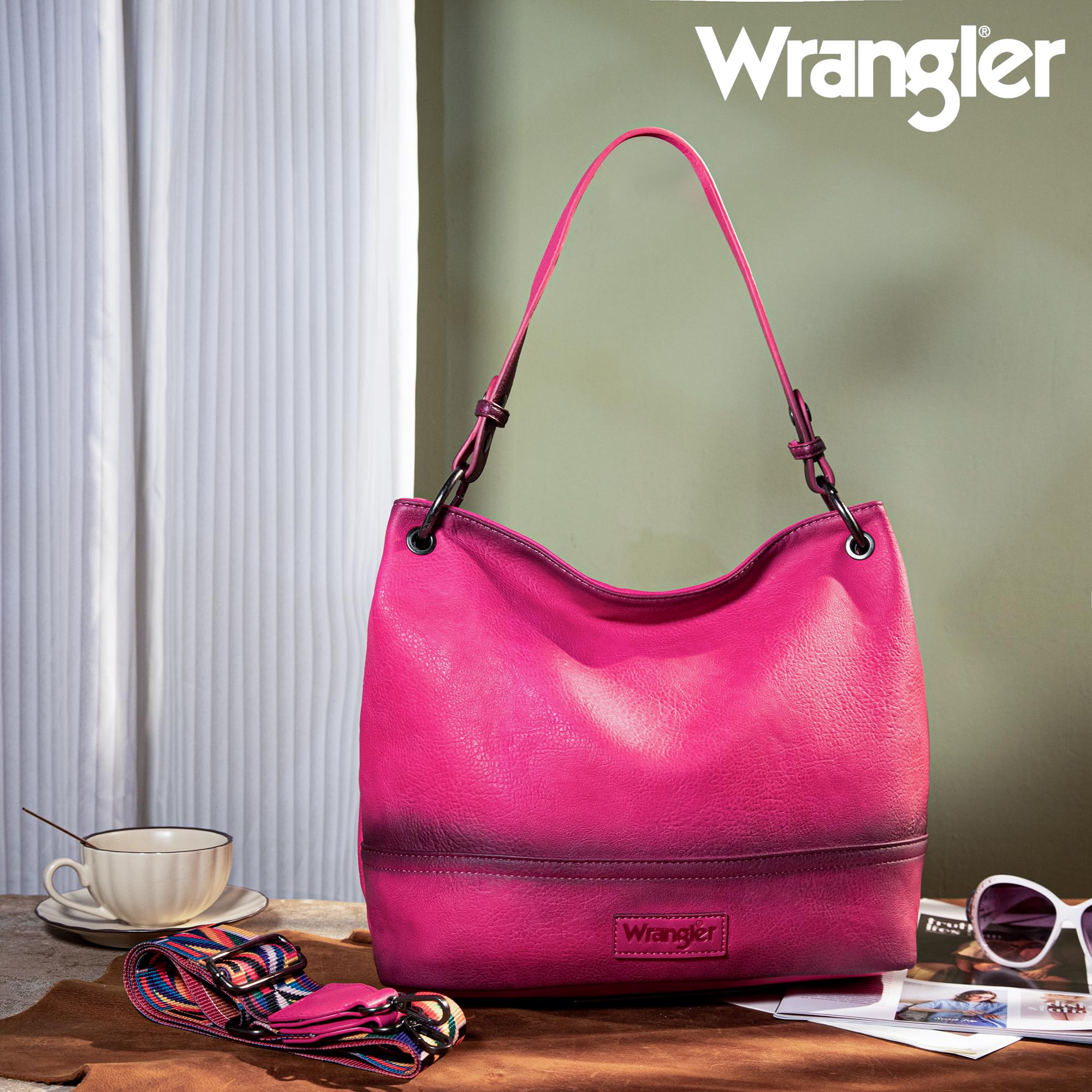 Wrangler Hobo Bags for Women Vegan Leather Top Handle Shoulder Purses and Handbags