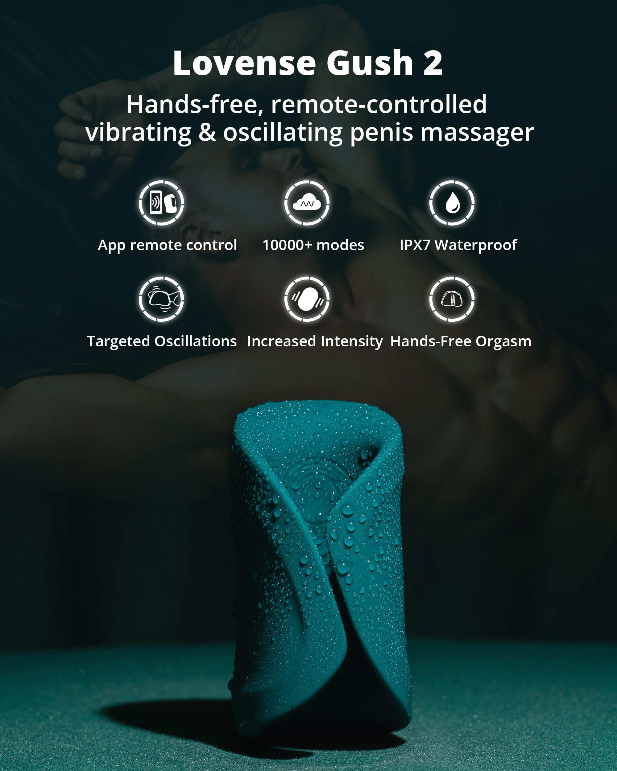 LOVENSE Gush 2 Automatic Male Masturbator Stroker, Vibrating & Oscillating Penis Massager Cock Ring with Endurance Training App Remote Control Vibrator Adult Sex Toys & Games, with Adjustable Buckles thumbnail 2
