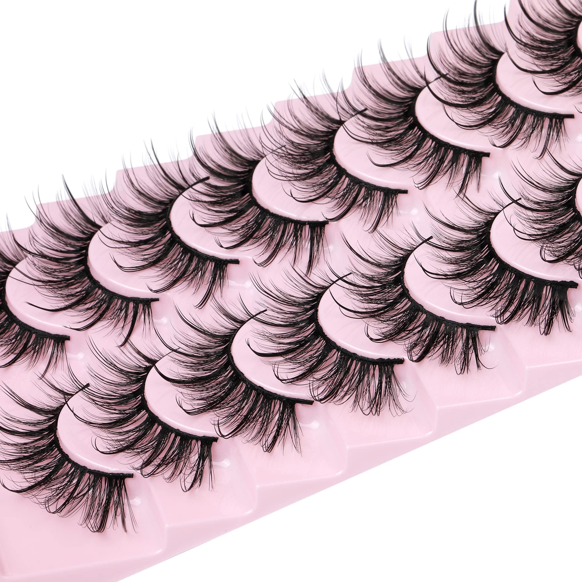 False Eyelashes Fluffy Faux Mink Lashes Wispy Fairy Cat Eye Lashes Spiky Strip Lashes Extension Natural Volume Fake Lashes Pack by GVEFETIEE 8 Pairs Black: D- Fairy