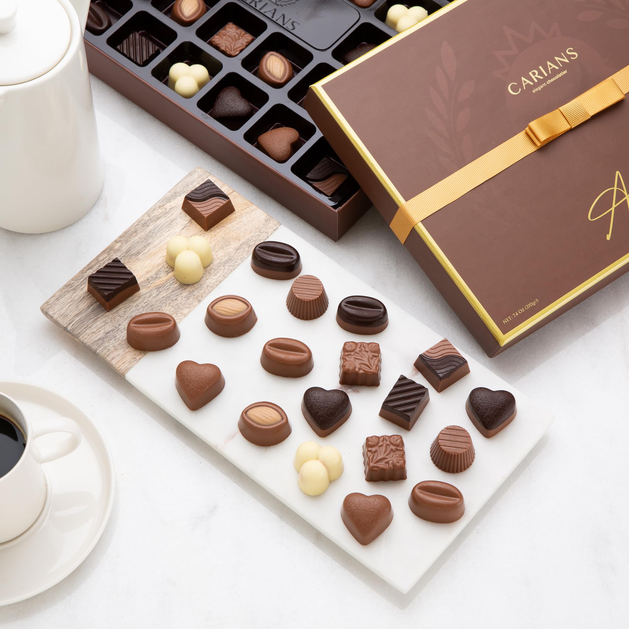 CARIANS Chocolate Gift Box, Assorted Luxury Premium Pralines Gourmet Chocolate Gift Basket, Dark, Milk & Truffles, Box of Candy: Brown Box