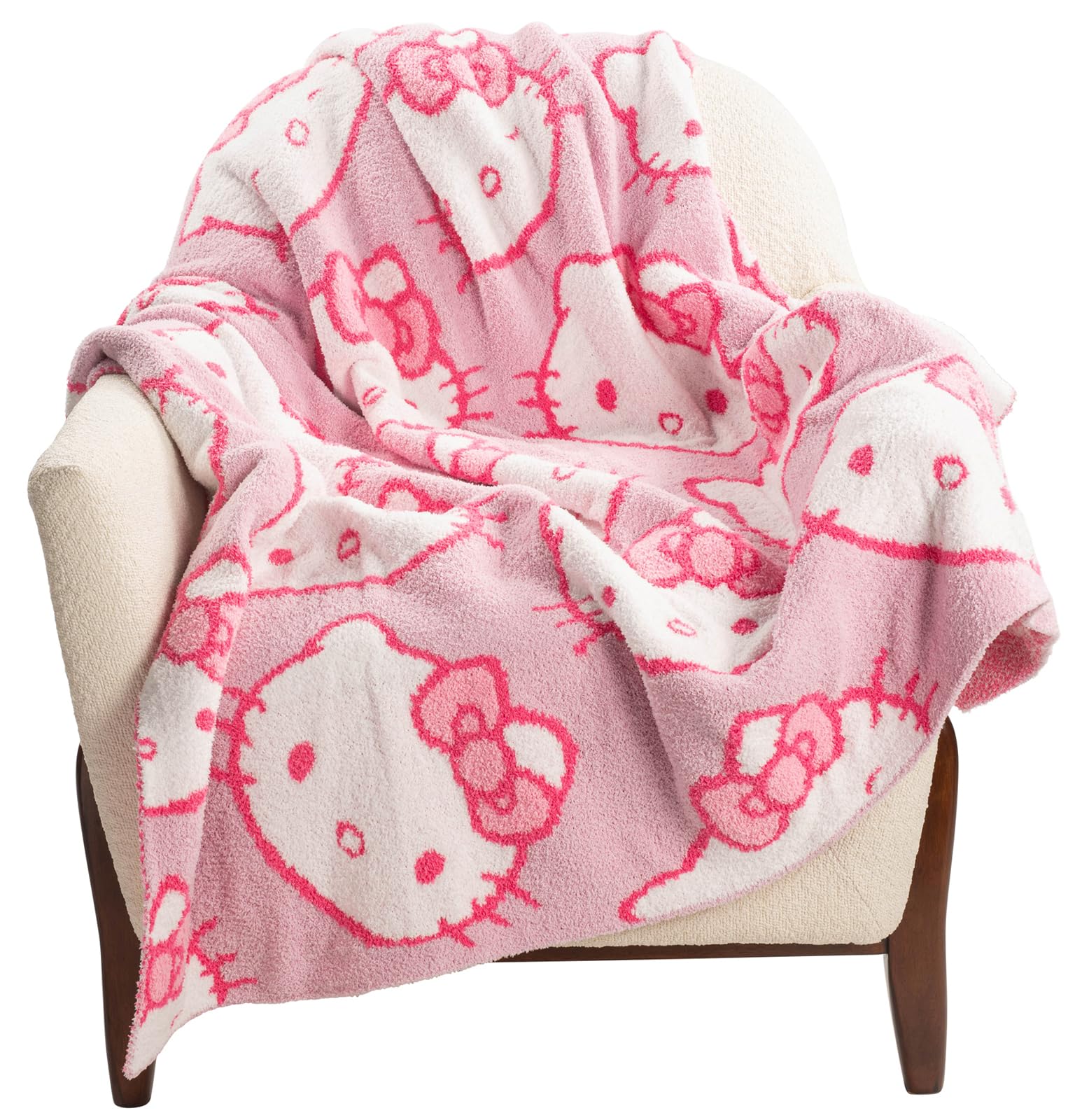 Jay Franco Hello Kitty Feather Knit Fluffy Throw Blanket - Pink Fuzzy Blanket Measures 50 x 60 Inch - Super Soft Lightweight Bedding