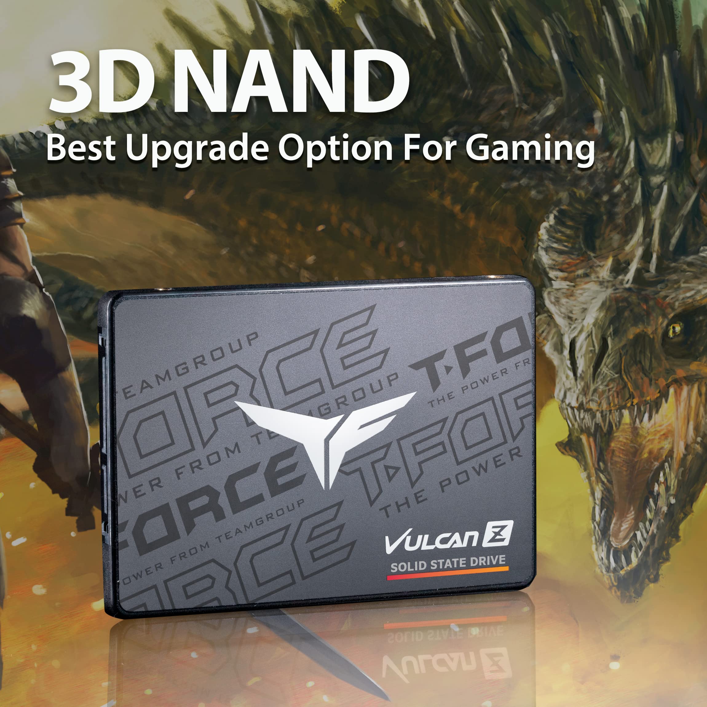 TEAMGROUP T-Force Vulcan Z 2TB SLC Cache 3D NAND TLC 2.5 Inch SATA III Internal Solid State Drive SSD (R/W Speed up to 550/500 MB/s) T253TZ002T0C101: 2tb Vulcan Z