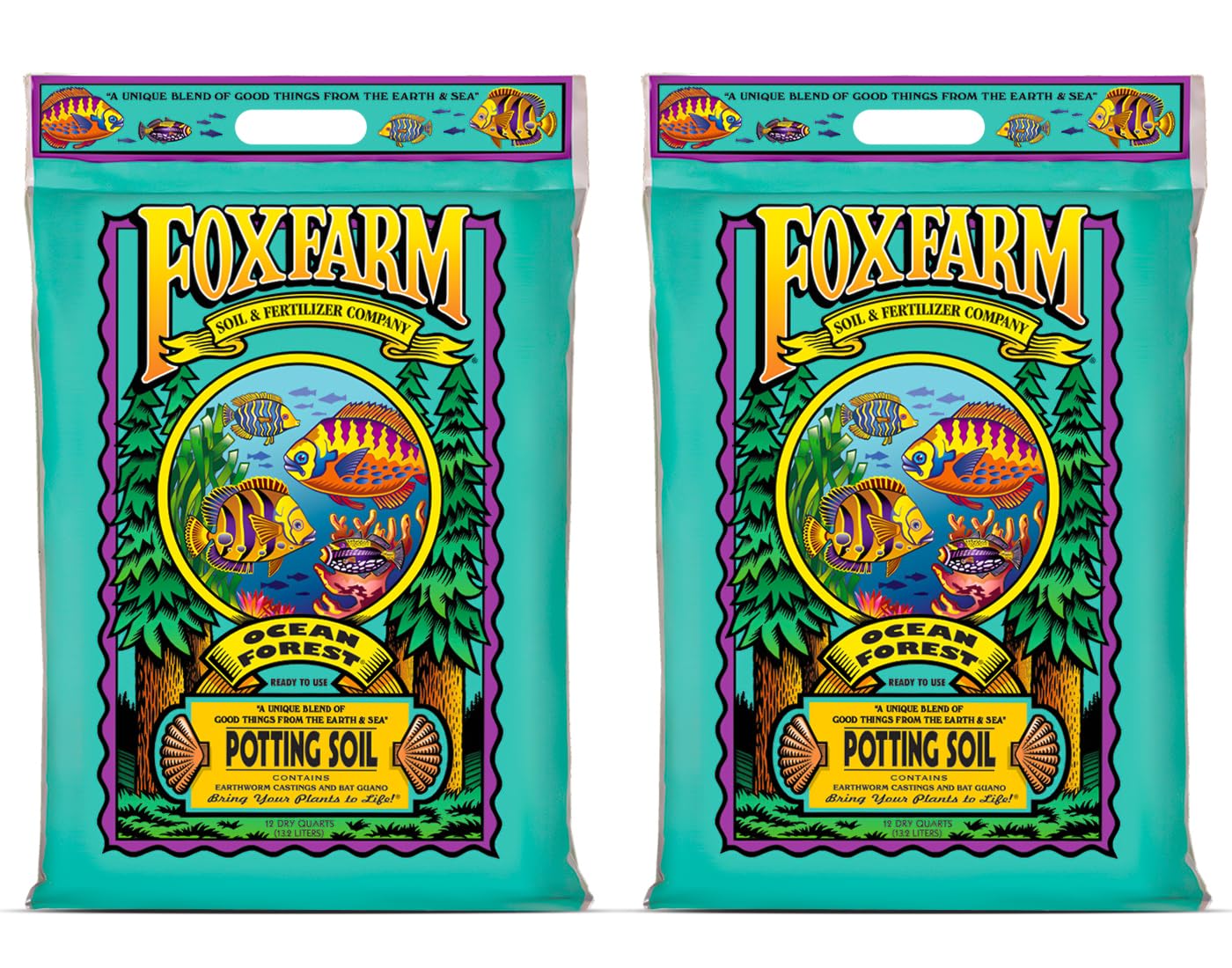 FoxFarm Ocean Forest Potting Soil, 12qt – Light, Aerated Texture, Designed for All Container Plants – pH Adjusted for Optimal Nutrient Uptake, Effectively Retains Moisture (12 Quart (1 Pack)): 12 quart (2 Pack)