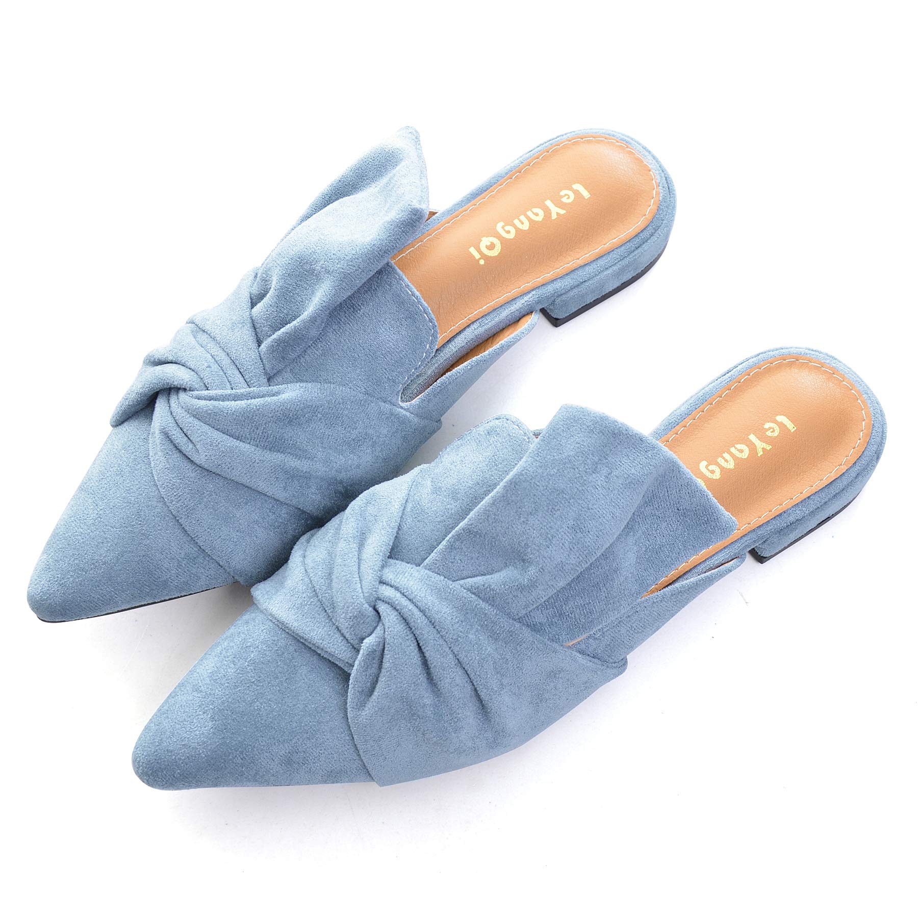 VFDB Women Mules Elegant Dressy Flats Closed Toe Microfiber Leather Shoes Adjustable Buckle Strap Mary Jane Casual Office Shoes thumbnail 2