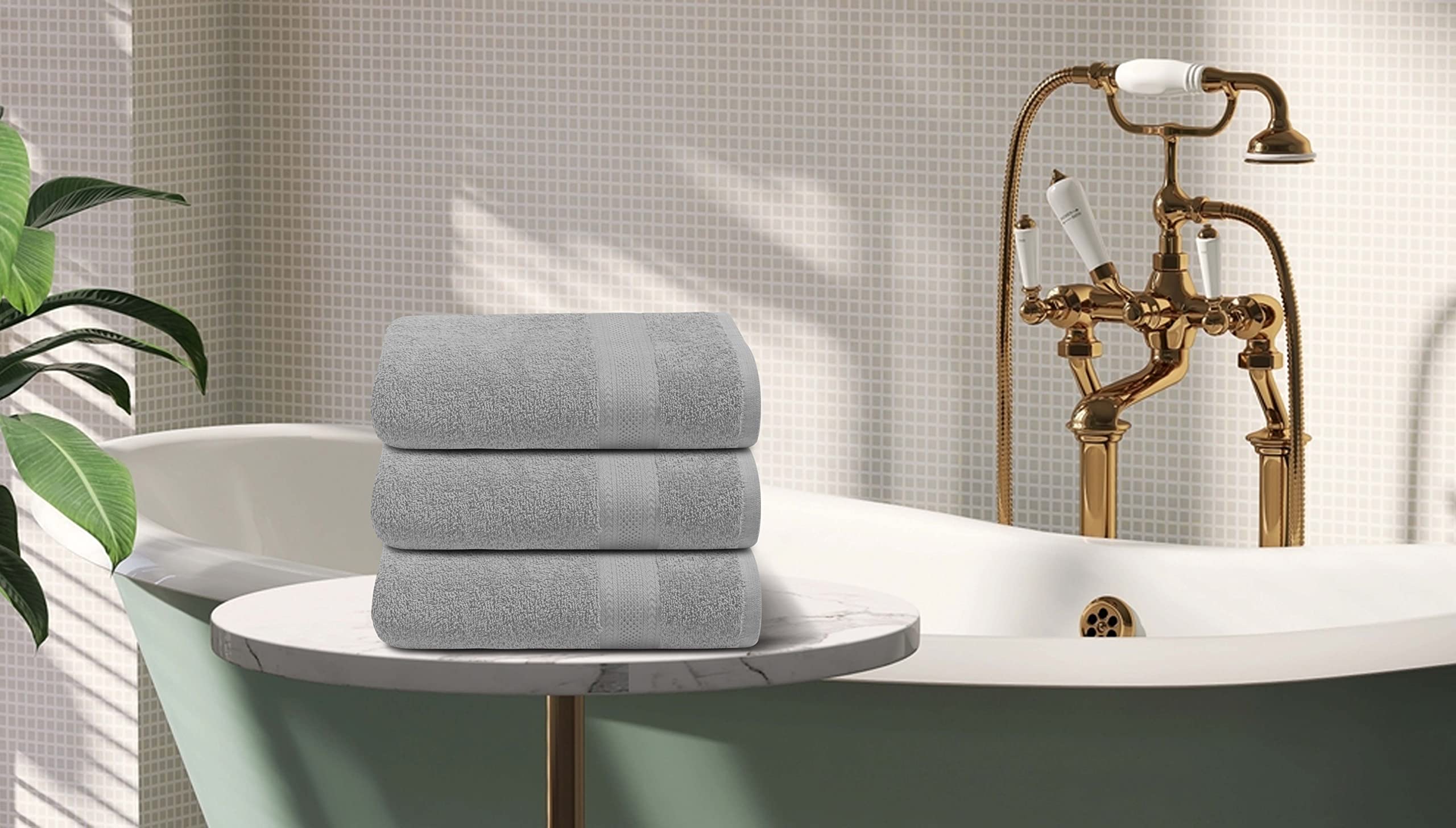 Bath Towels Set of 6 – 100% Cotton Terry – 24" x 48" – Quick Dry, Soft & Highly Absorbent – Grey Towels for Bathroom, Gym, Spa, Pool & Daily Use thumbnail 5