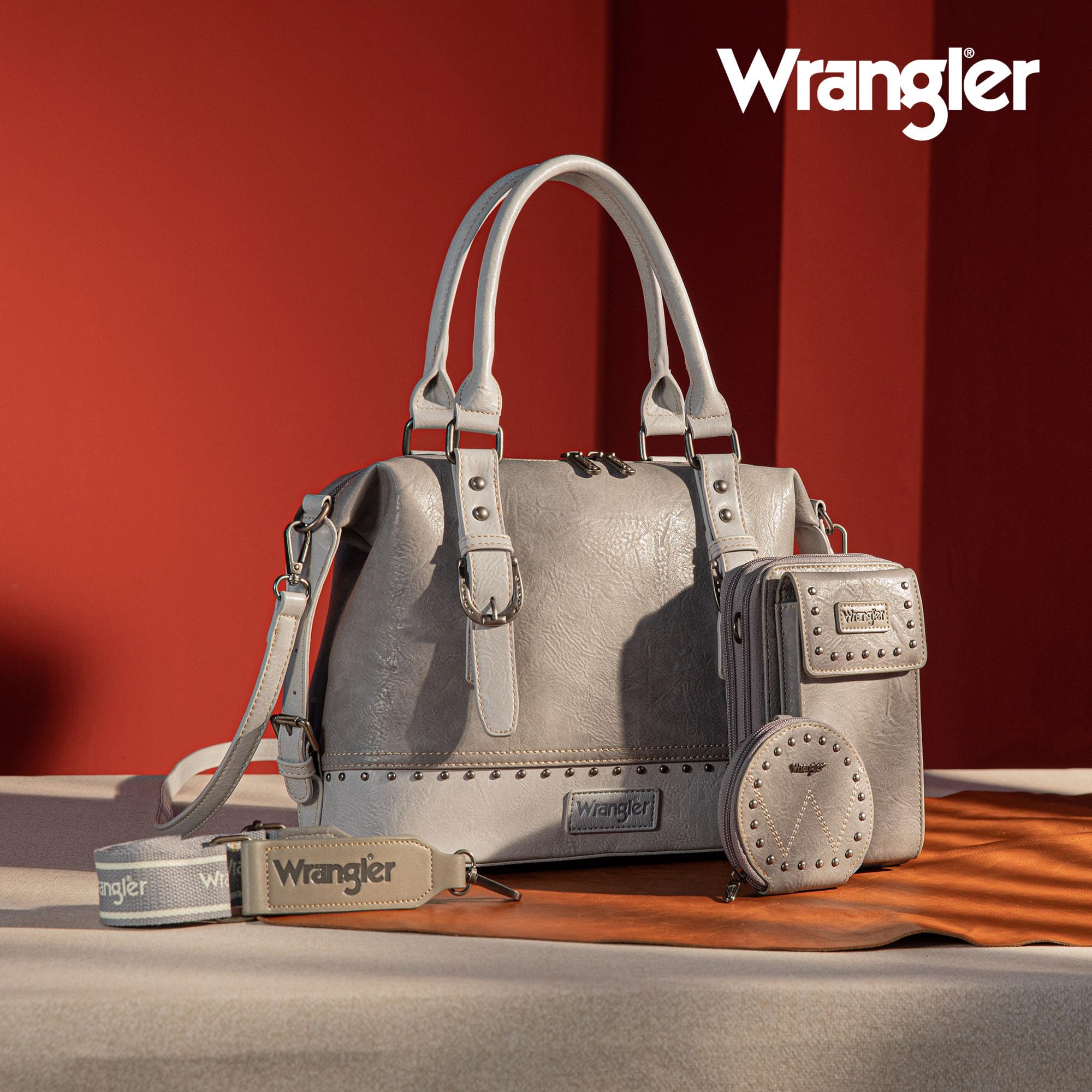 Wrangler 3Pcs Doctor Bag Sets for Women Top-handle Satchel Bag with Cell Phone Handbag and Coin Purse thumbnail 2