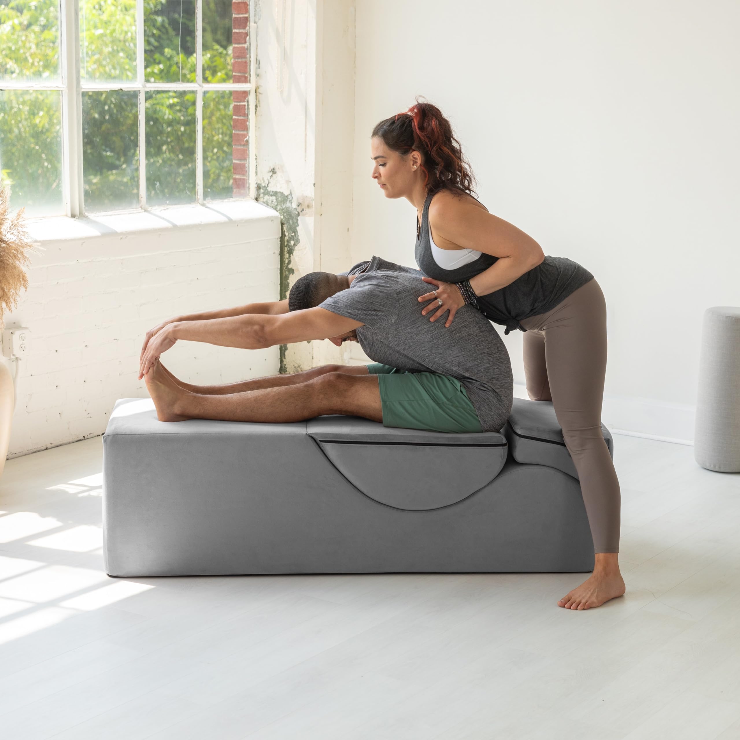 Avana Kami Convertible Chaise/Bed Bench for Yoga & Massage - 2-in-1 End of Bed Ottoman with Concealed Fold Out Yoga Lounge Chair, Microvelvet Rose thumbnail 7