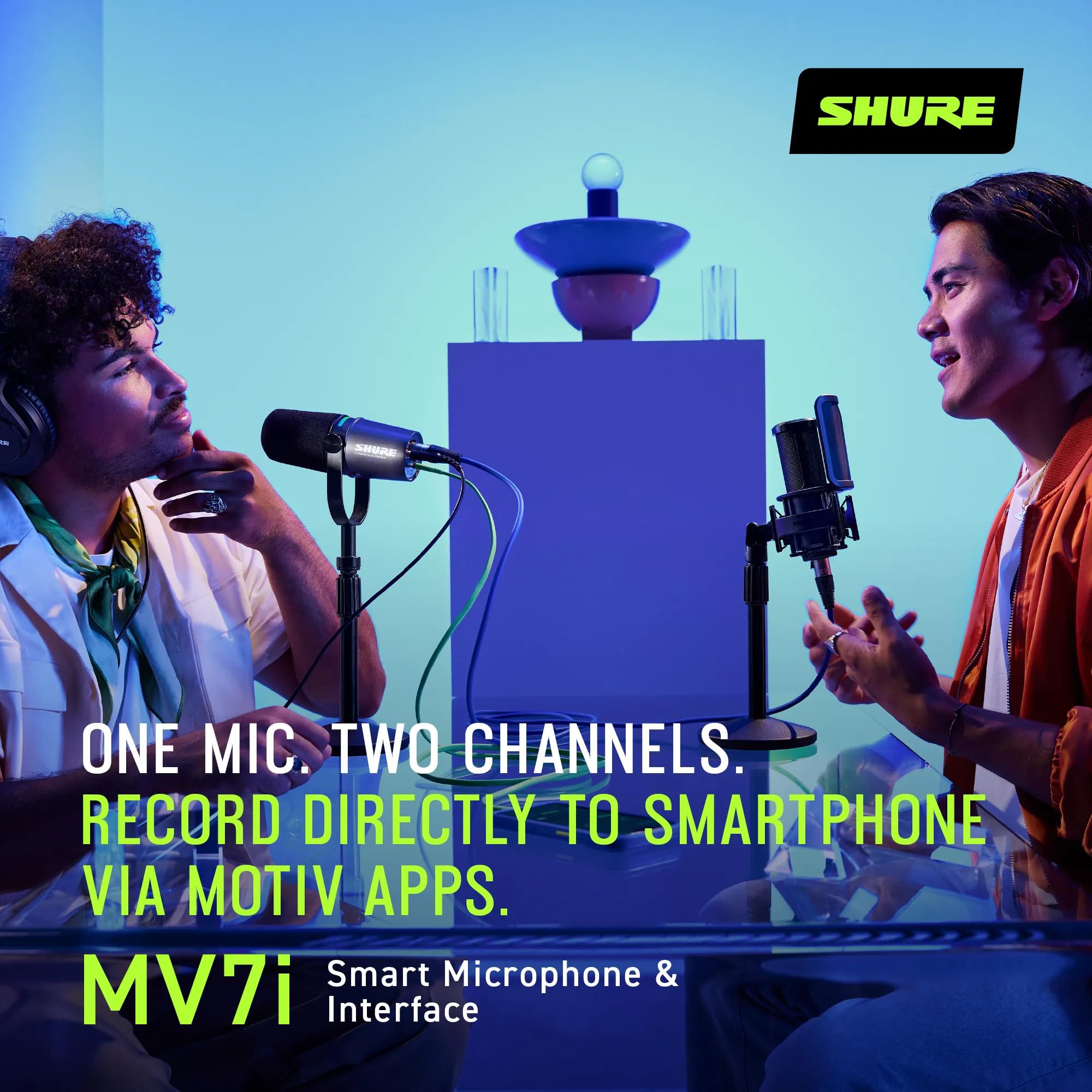 Shure MV7+ Podcast Dynamic Microphone. OBS Certified, Enhanced Audio, LED Touch Panel, USB-C & XLR Outputs, Auto Level Mode, Digital Pop Filter, Reverb Effects, Podcasting, Streaming, Recording -White: Interface
