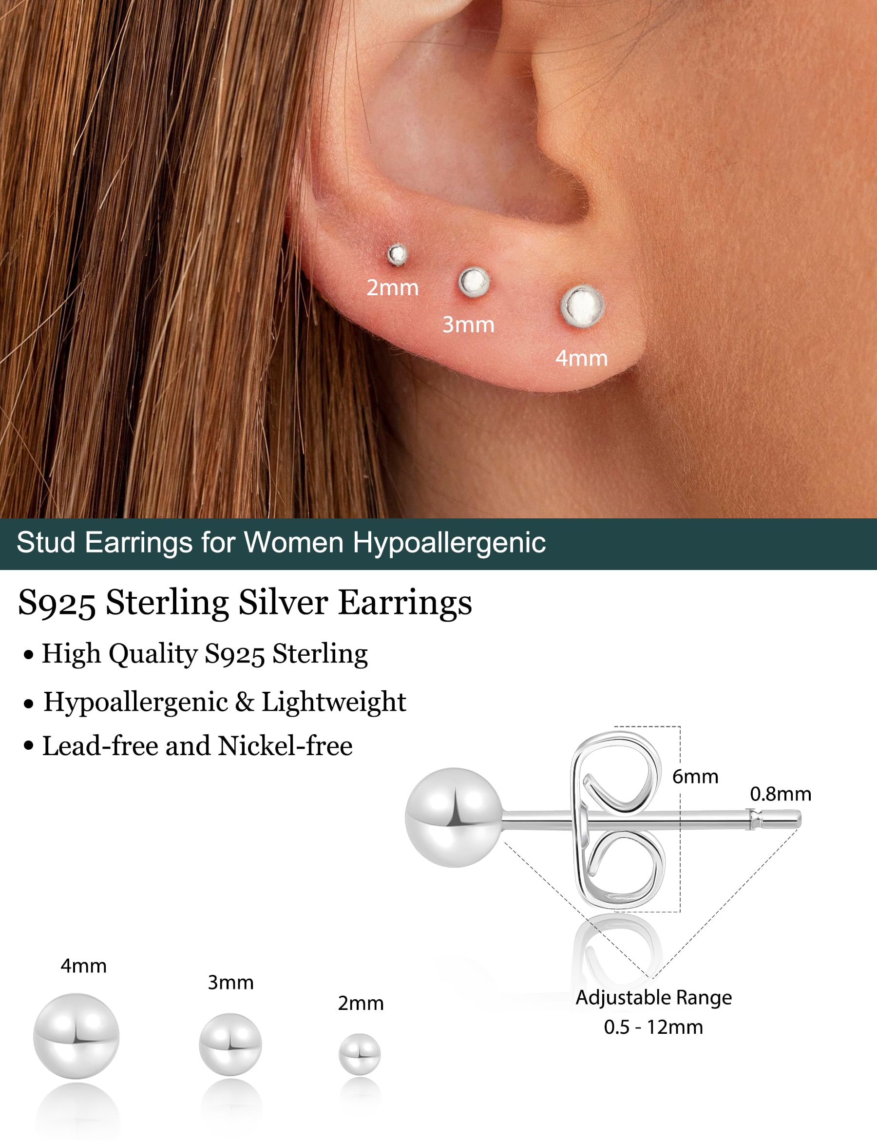 ZNBOH 3 Pairs 14k Gold Stud Earrings for Women Hypoallergenic 925 Sterling Silver Post Dainty Silver Cartilage Tragus Earrings Stacks Set Trendy Small Diamond Heart Multiple Piercing Jewelry for Men thumbnail 4