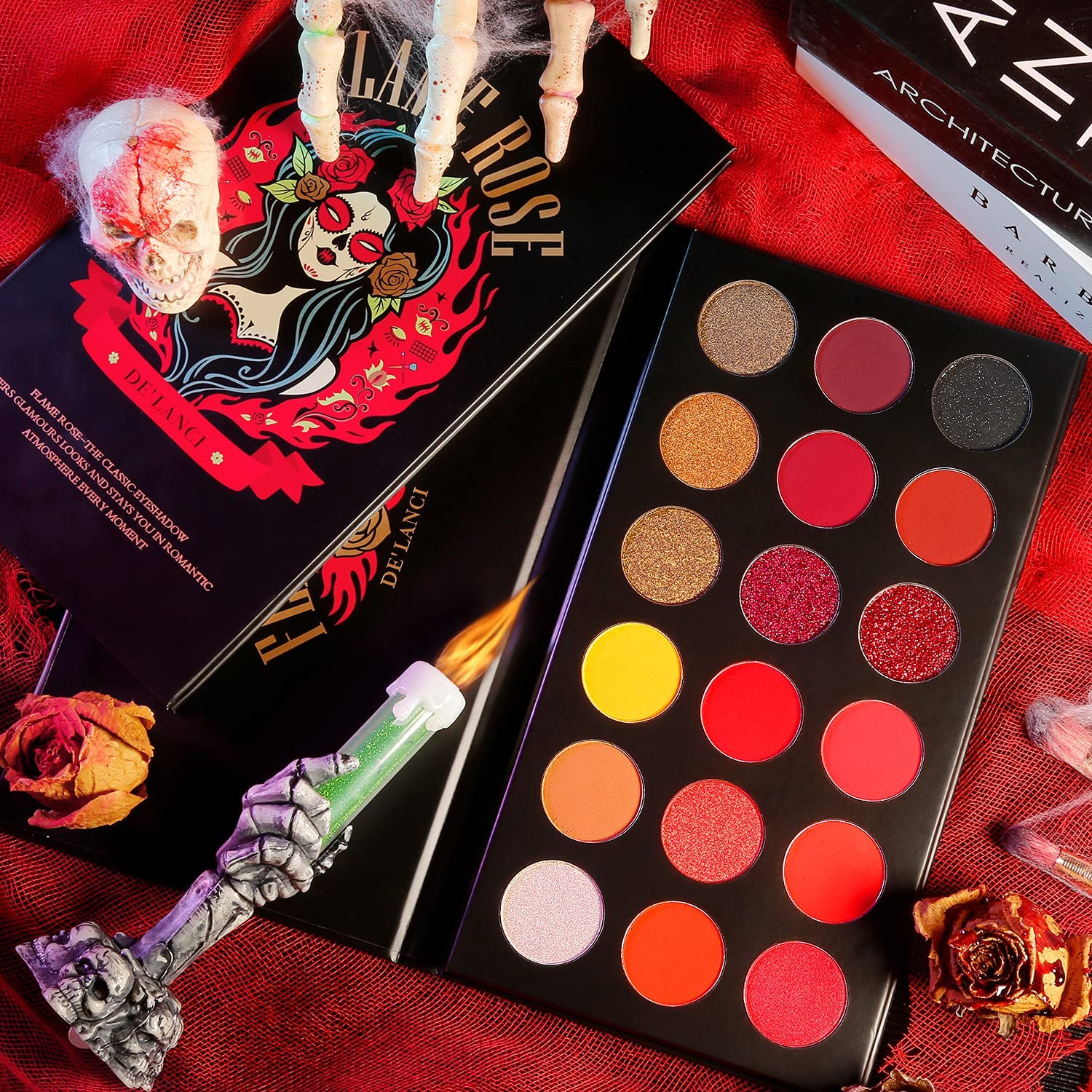 Afflano Red Eyeshadow Palette Highly Pigmented, Long Lasting True Red Eye Shadow Christmas Clown SFX Halloween Makeup Pallet, Brown Black Yellow Sunset Warm Fall Eye Shades, Cruelty Free: Afflano Red Eyeshadow Palette Highly Pigmented, Long Lasting True Red Eye Shadow Christmas Clown SFX Halloween Makeup Pallet, Brown Black Yellow Sunset Warm Fall Eye Shades, Cruelty Free