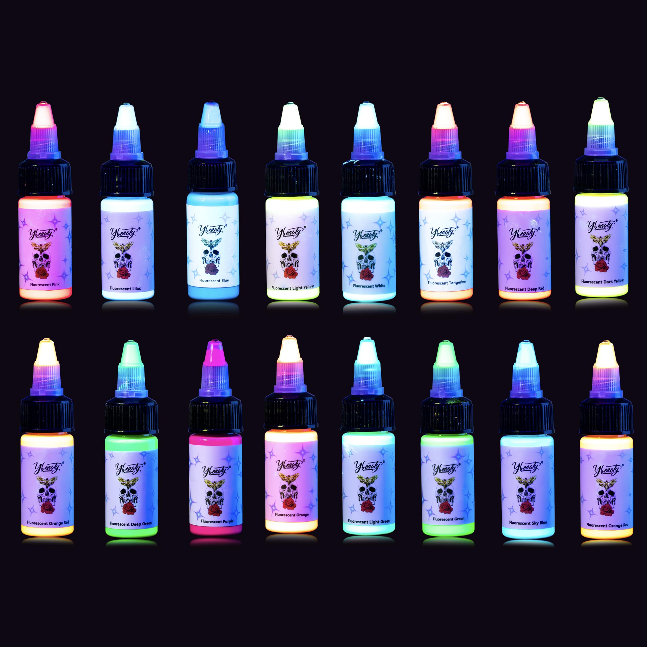 Tattoo Ink Set - Tattoo Inks Pigment Kit, 8 Color 1/2oz 15ml/Bottle Professional Tattoo Fluorescent Ink & Tattoo Equipment for Halloween Supplies (1/2 oz(15ml), 8Color): 16Color 1/2oz-15ml