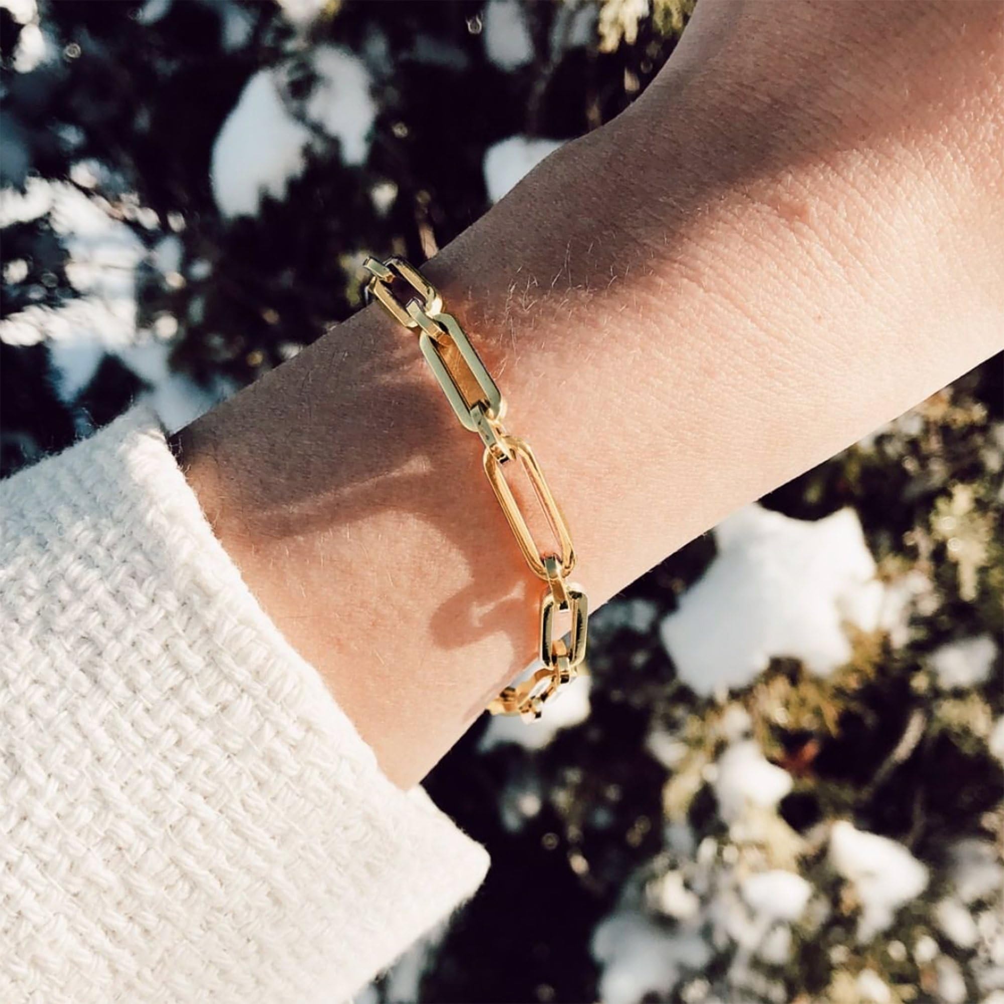 Ross-Simons Italian 14kt Yellow Gold Paper Clip Link Bracelet. 7 inches - Image 8