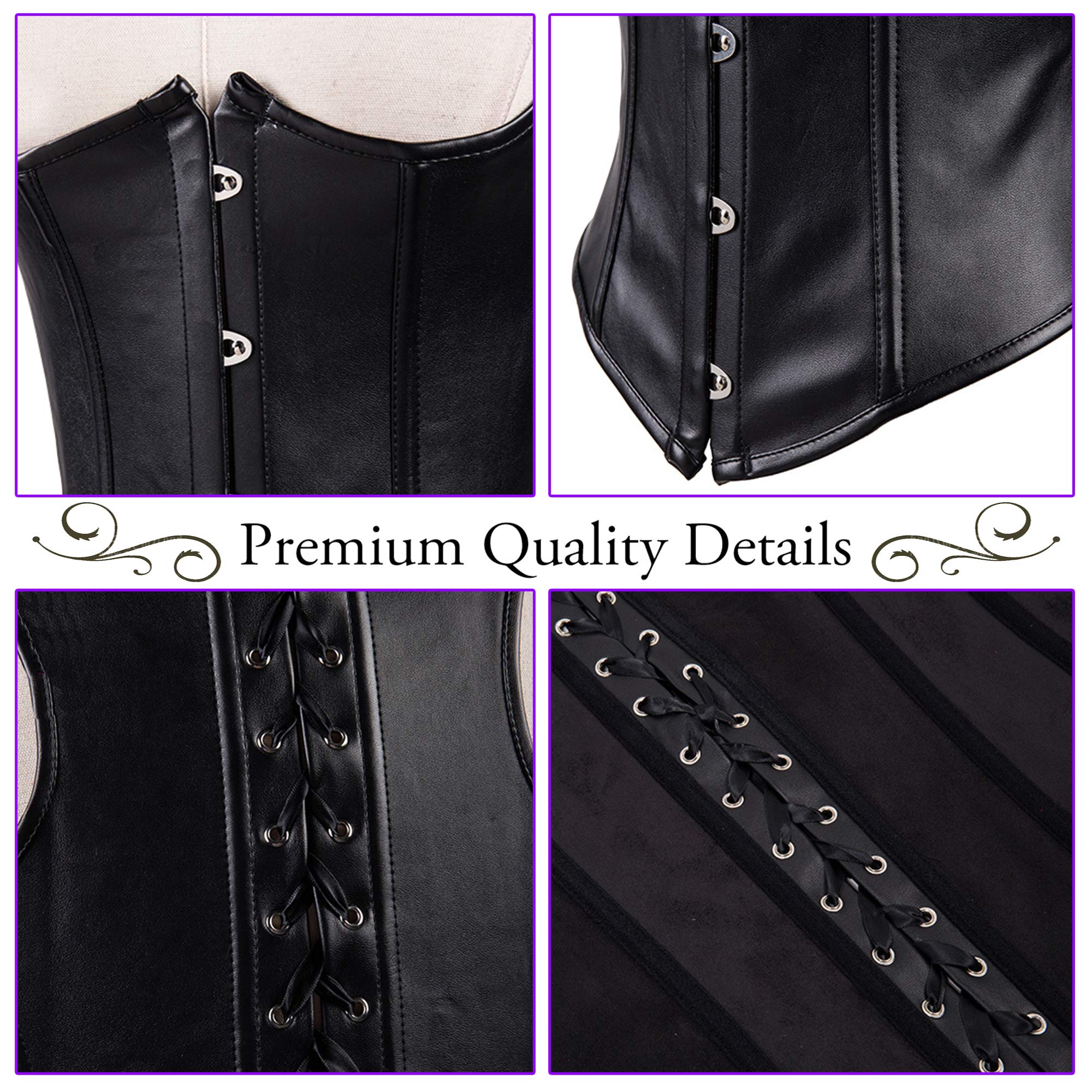 Alivila.Y Fashion Corset Womens Faux Leather Steampunk Corsets Victorian Bustier Top thumbnail 5