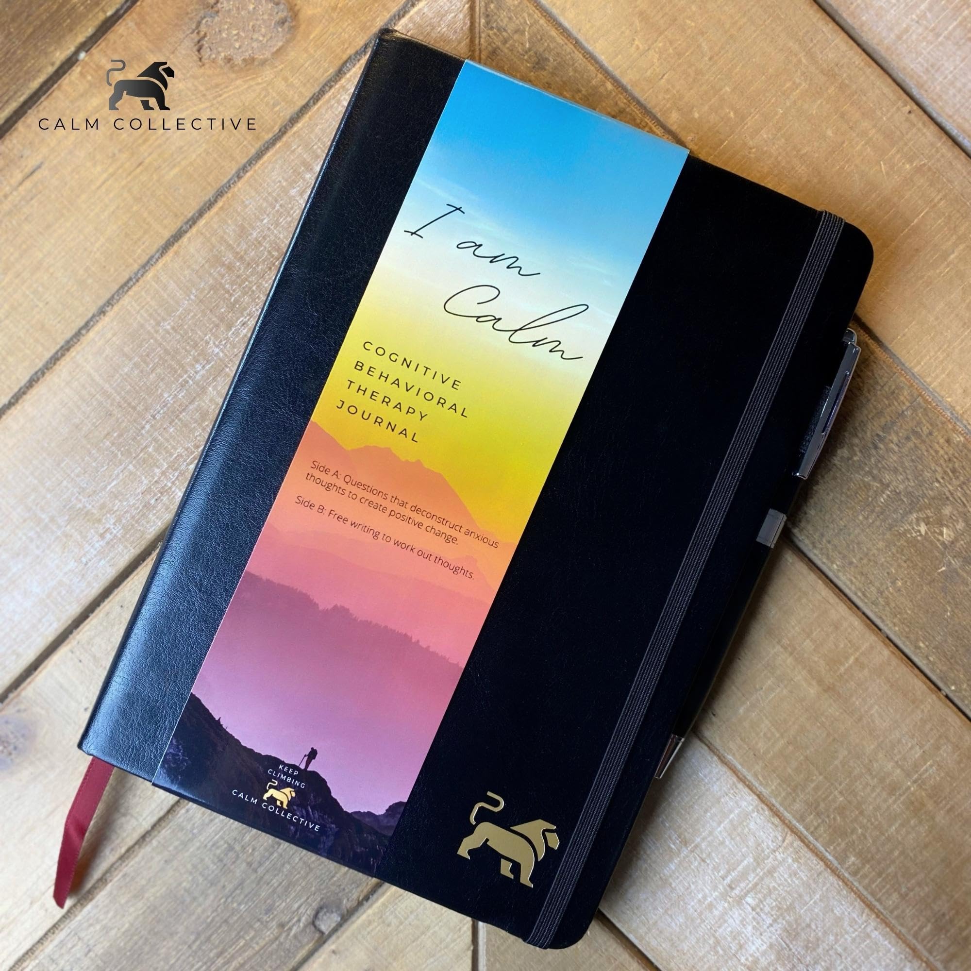Calm Collective Guided CBT Anxiety Relief Journal Kit for Mental Health Therapy with Free Pen Included, Mindfulness Self Care Prompts, Gratitude & Habit Tracker, Wellness Gift Diary Notebook