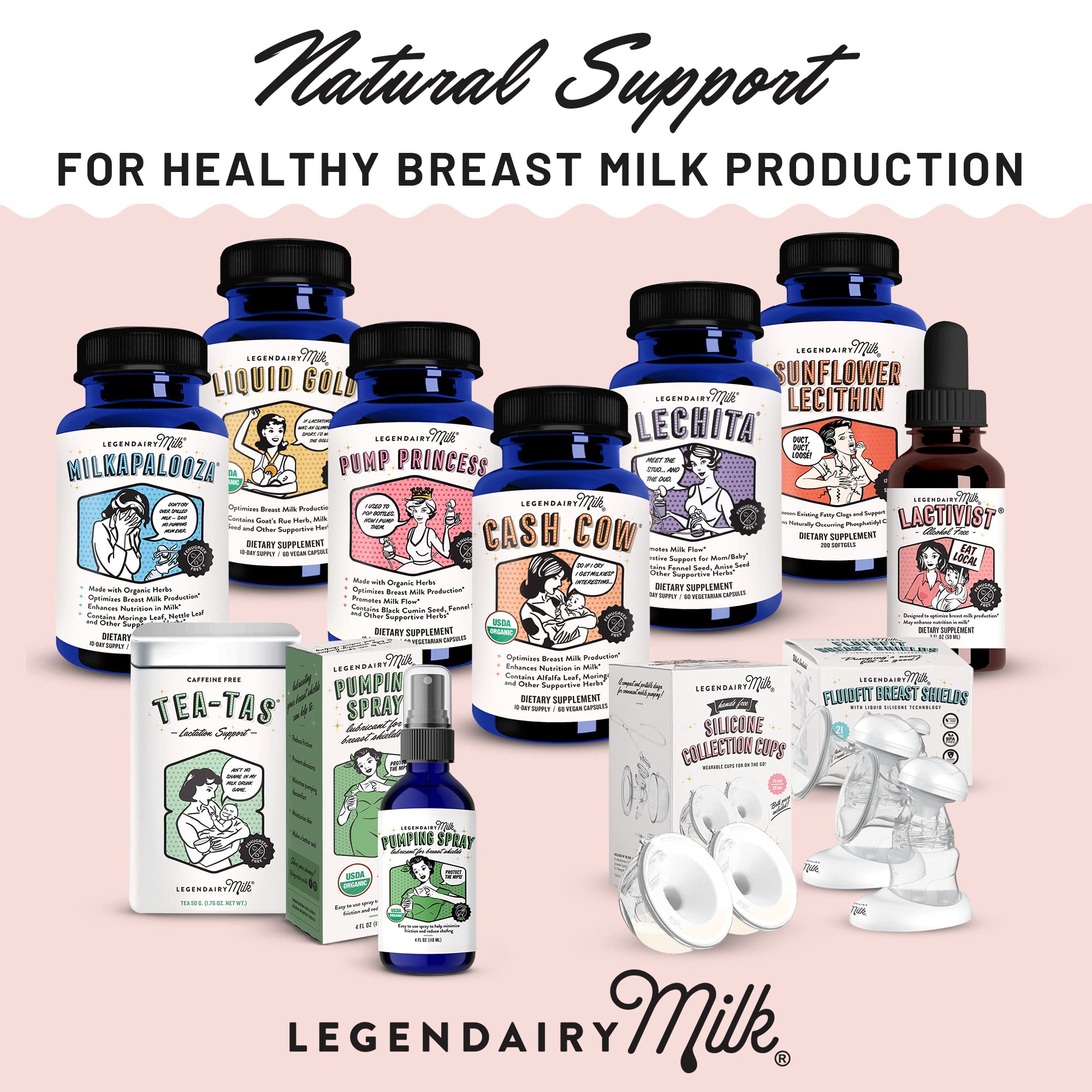 Legendairy Milk Cash Cow Lactation Supplement, Moringa, Alfalfa, and Goat's Rue Breastfeeding Supplement for Milk Supply Increase, Fenugreek-Free, Certified Organic, Vegan, Non-GMO, 60 Capsules thumbnail 9