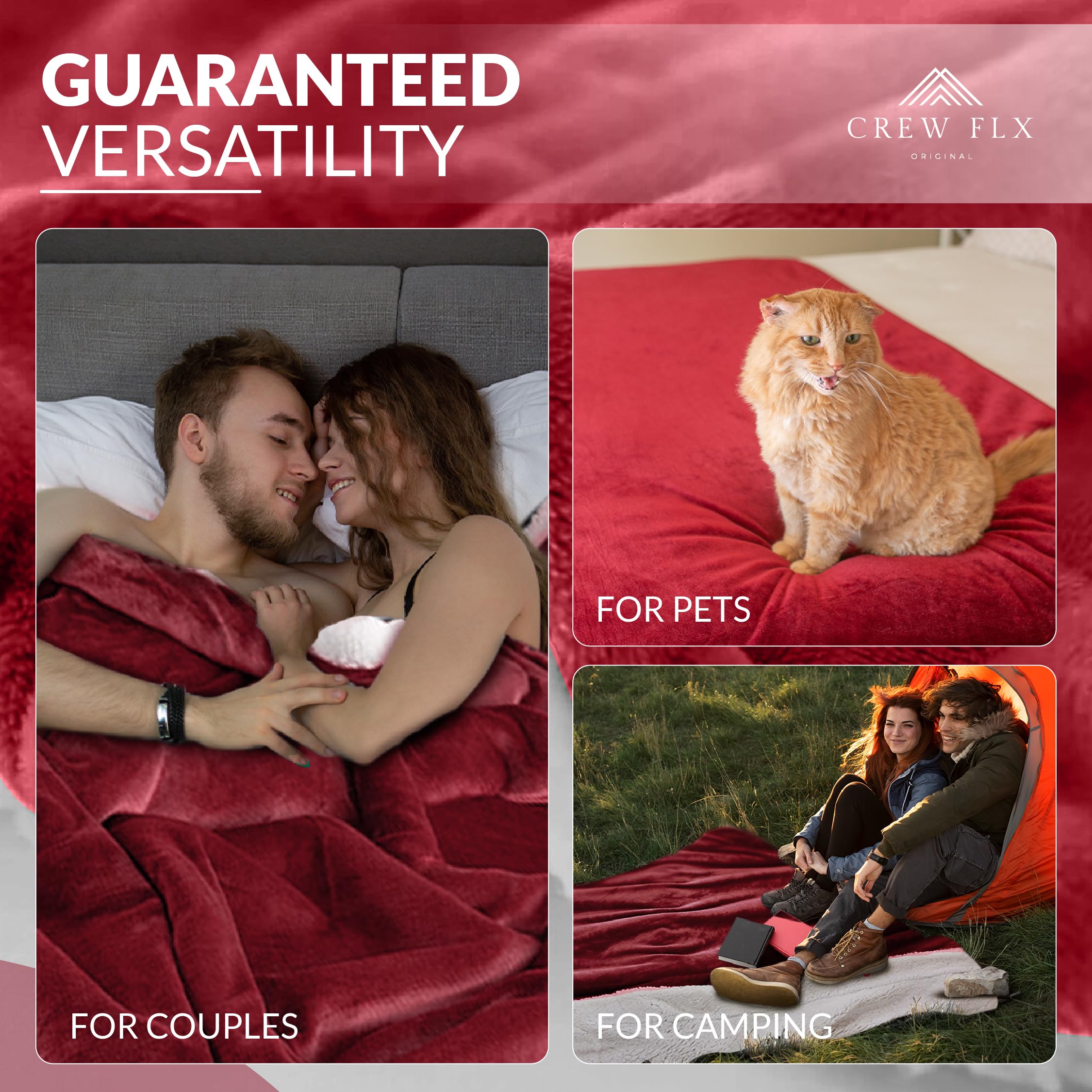 Waterproof Blanket for Bed – Reversible Sherpa Throw with Leakproof TPU Layer – Stain Resistant, Washable Bed Protector with Soft Carry Bag – (80"x60") Gray: Red 90 x 80 inch