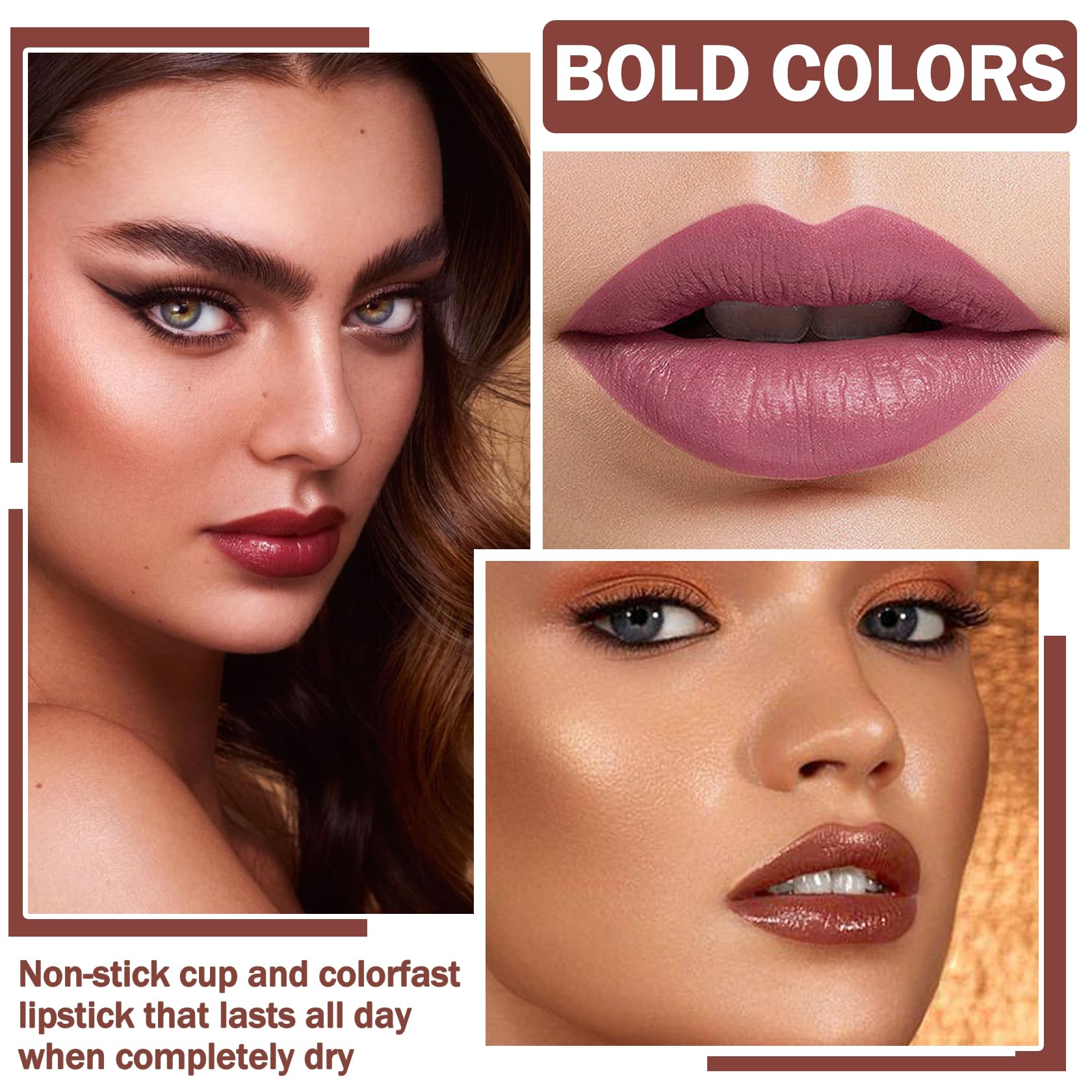 QIUFSSE 3 in 1 Black Lip Liner Pencil and Lipstick lipgloss Set Matte Black Lipstick Lip Gloss Kit Long-lasting Nonstick Cup Smudge Proof Lip Kits with Lip Liner,Velvet Goth Makeup (): 01# Sole Memory