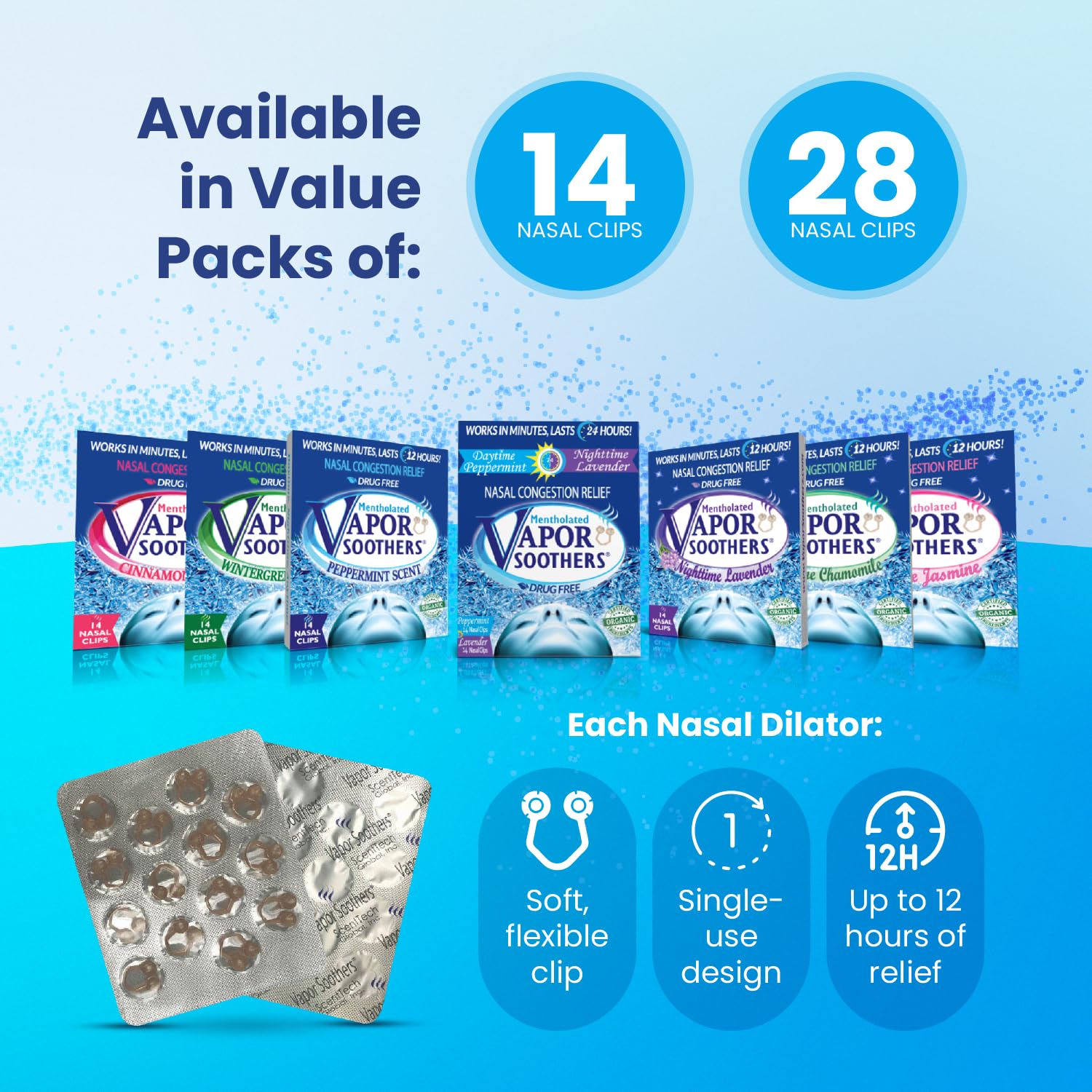 Vapor Soothers by Scenttech, Snore Reducing- Anti Snoring Aid, Nasal Dilators for Breathing, Instant Nasal Congestion Relief, Nighttime Lavender, 28 Count, Drug-Free: 28 Count (Pack of 1) Lavender