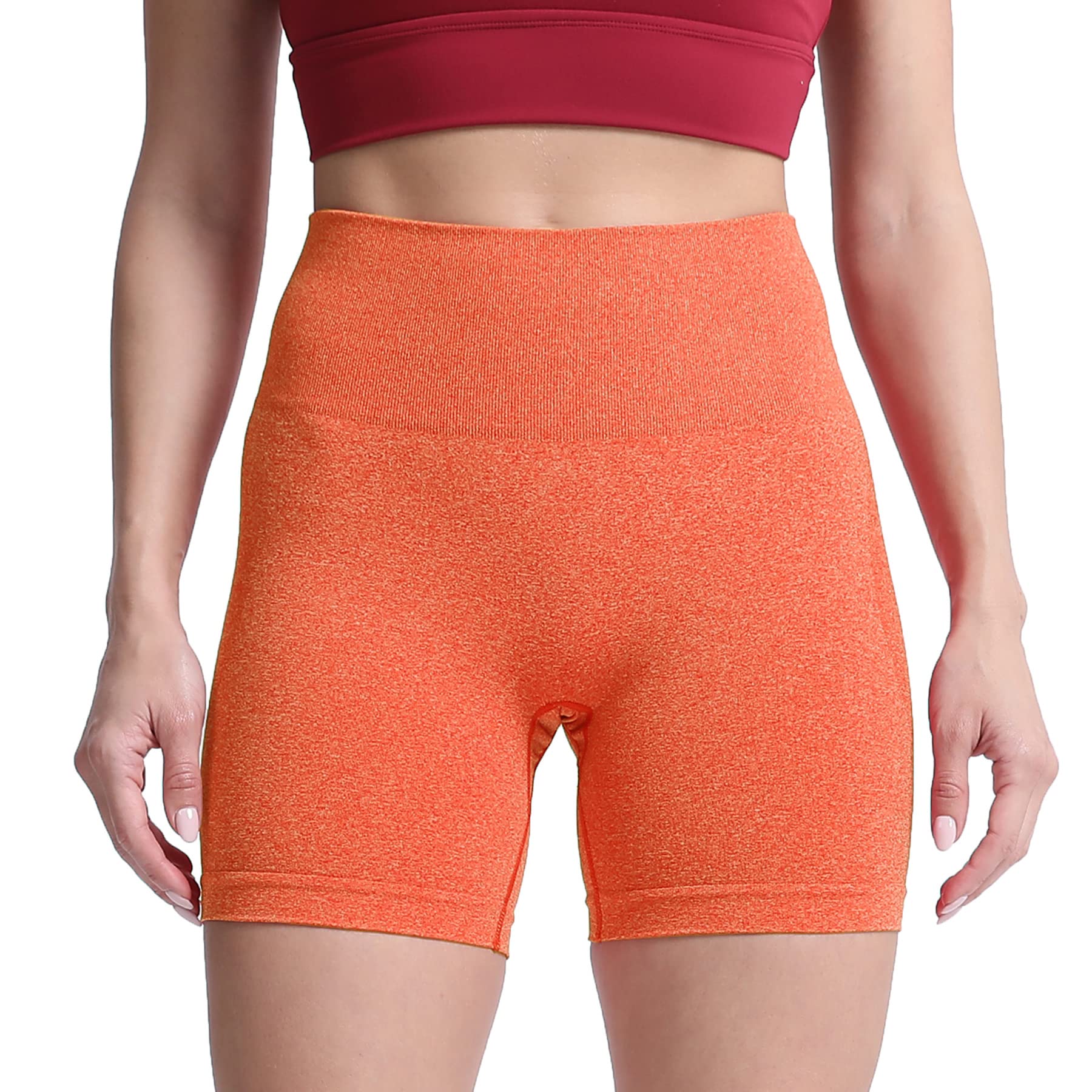 Aoxjox Contour Seamless Shorts for Women High Waist Workout Gym Biker Booty Running Yoga Short thumbnail 2