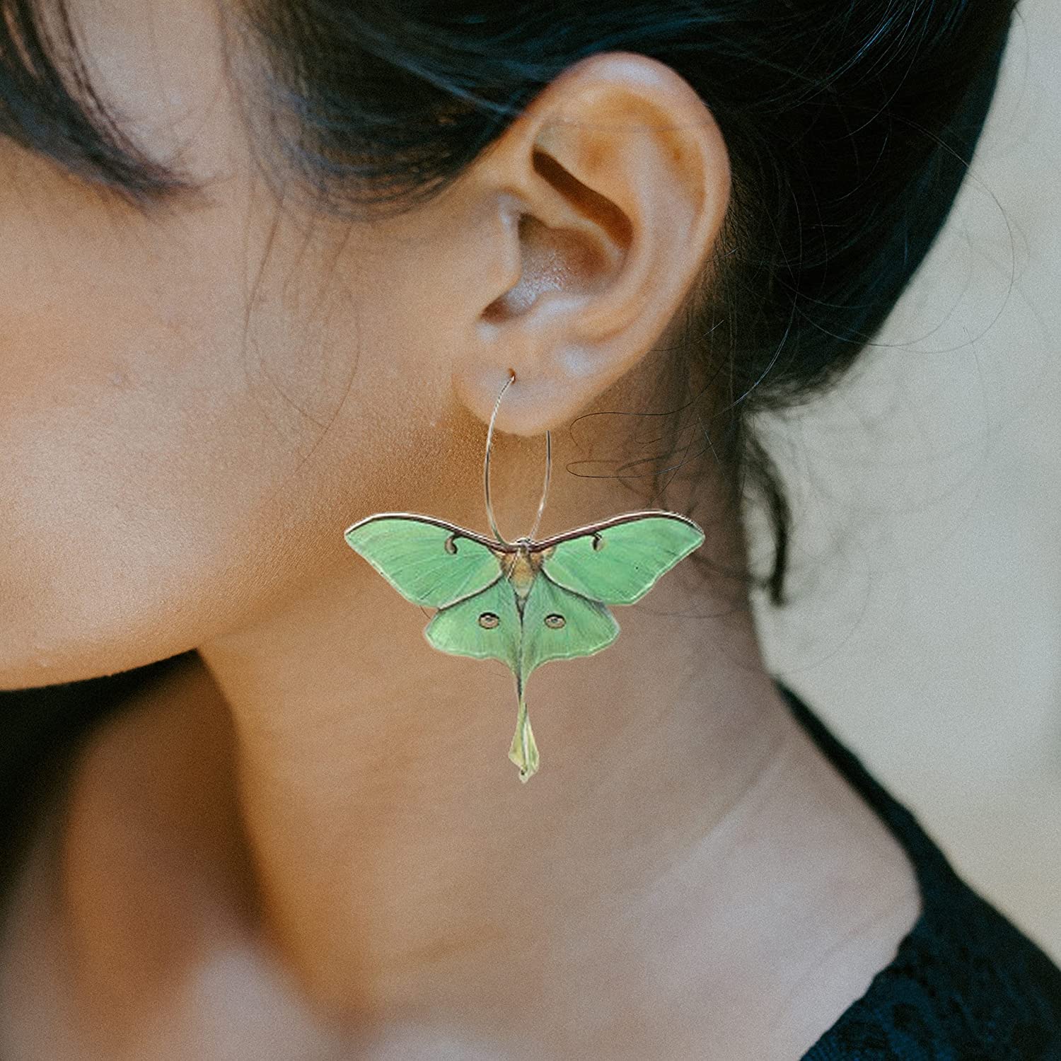 Moth Butterfly Earrings.Punk Insect Drop Earrings Color Acrylic Moth Wing Earrings Statement Black Earrings Party Jewelry for Women