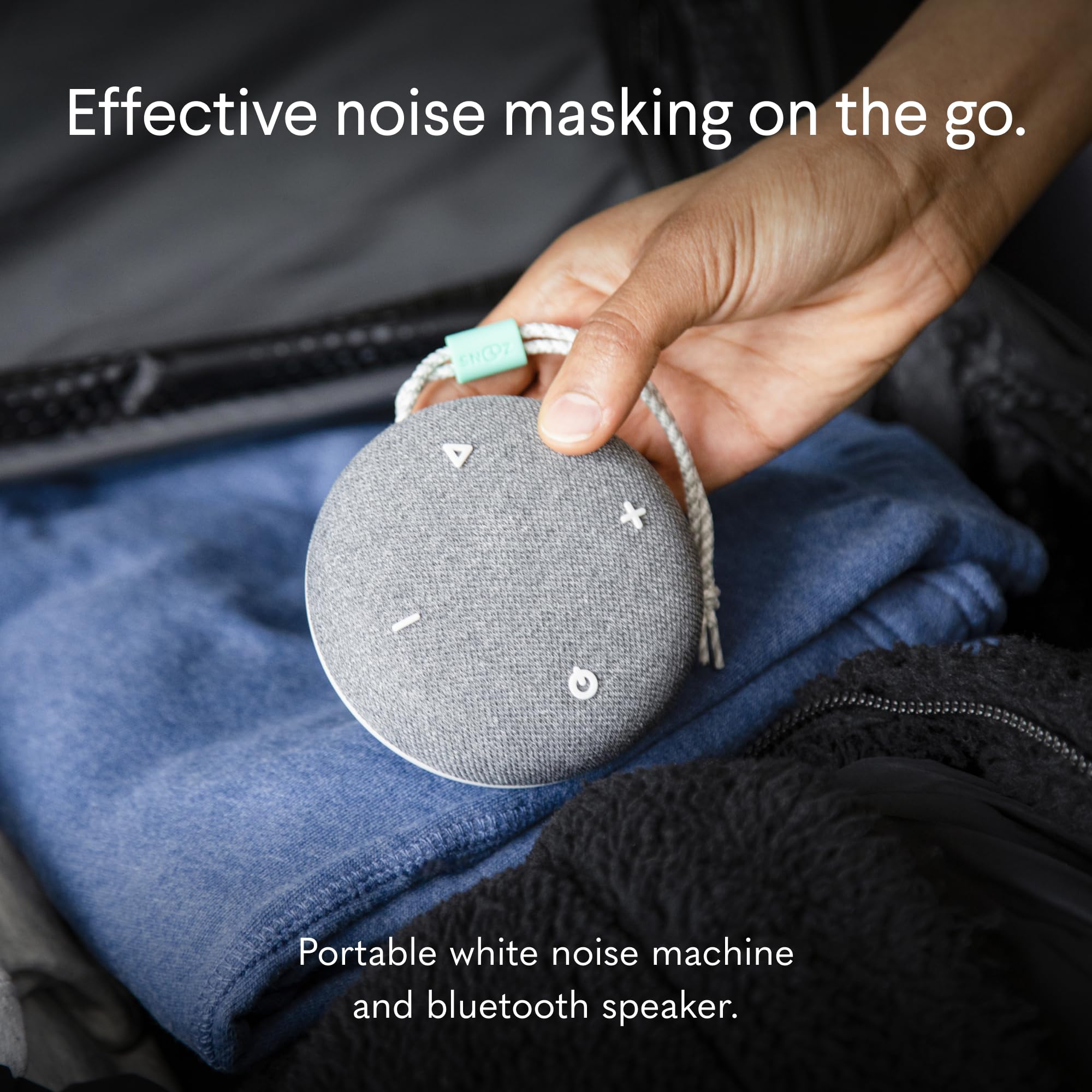 SNOOZ Go - Portable Travel Sound Machine, 6 Sounds, Fan, Pink & White Noise, Rechargeable Bluetooth Speaker, Sleep Aid for Adults, Kids, Office Privacy, Sleeping Essential for Gift Registry -: Charcoal