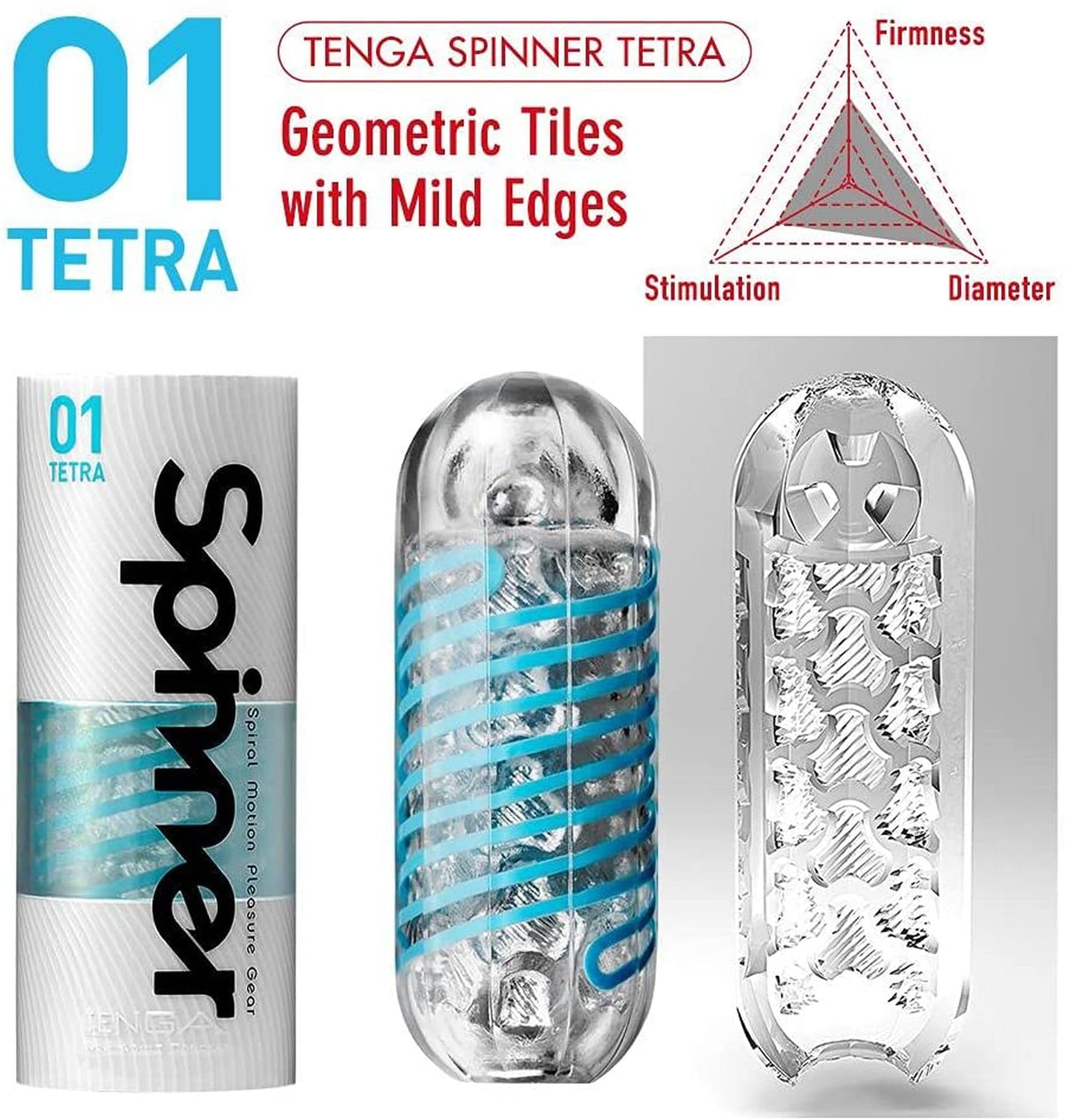 TENGA Spinner Cup Men Masturbator, Reusable Spiral Motion, SPN-00 Tetra: TETRA