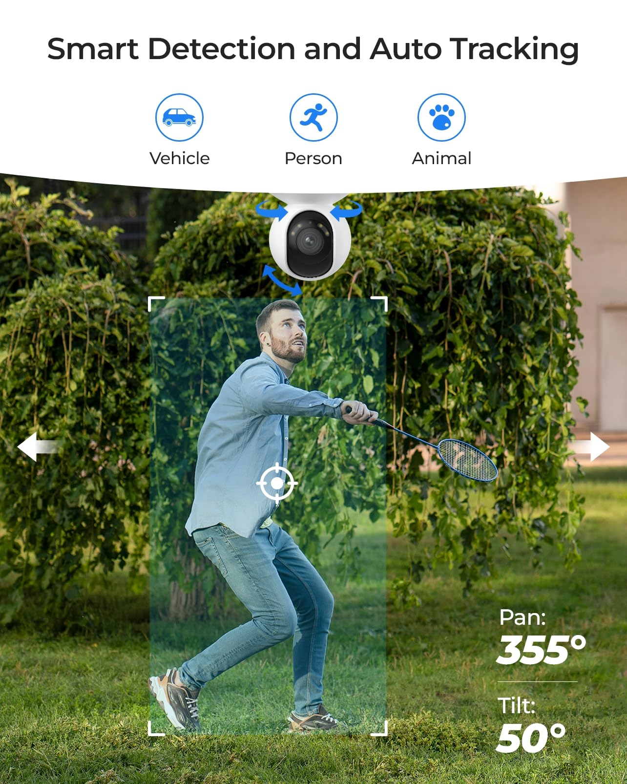 REOLINK 4K Outdoor Plug-in WiFi 6 Security Camera, PTZ Camera for Home Security, Wi-Fi 6 New Tech, Motion Tracking, Smart Detection, 3X Optical Zoom, Motion Spotlight, Local Storage, E1 Outdoor Pro
