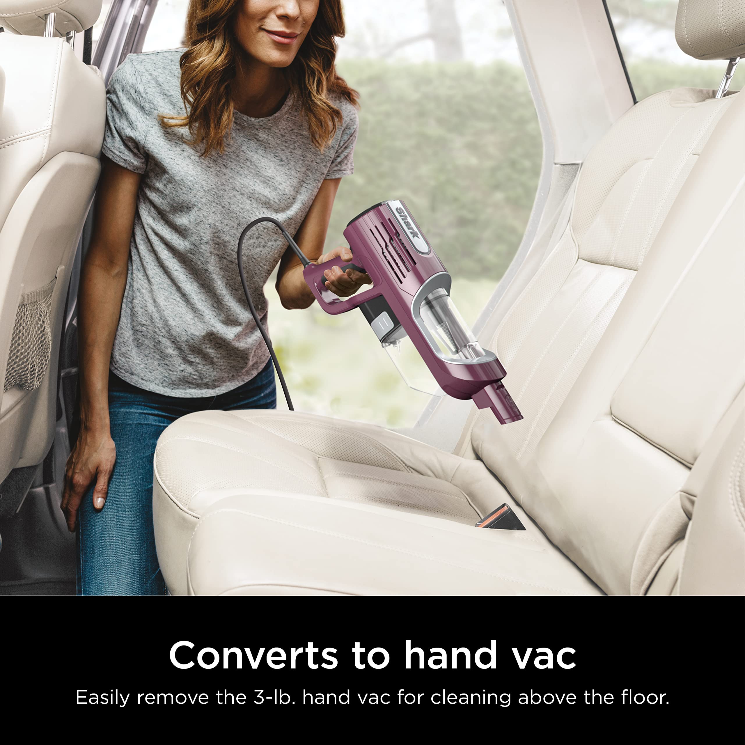Shark HV371  DLX Corded Stick, Removable Hand Vacuum, Advanced Swivel Steering, XL Cup, Crevice Tool, Upholstery Tool & Anti-Allergen Dust Brush, Fuchsia, Capacity: PowerFins HairPro