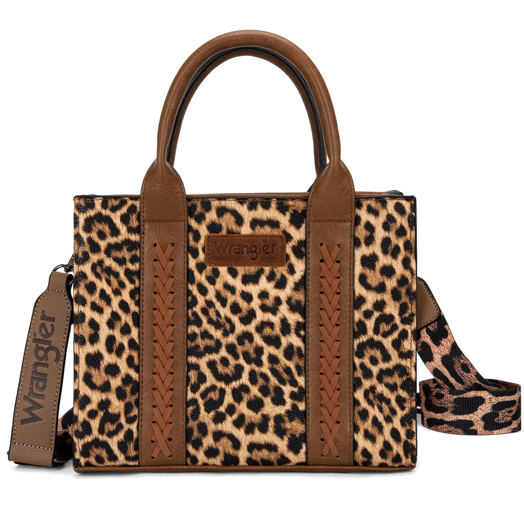 Wrangler Medium Tote Bag for Women Designer Satchel Handbags Top-handle Purses with Strap: Leopard Print