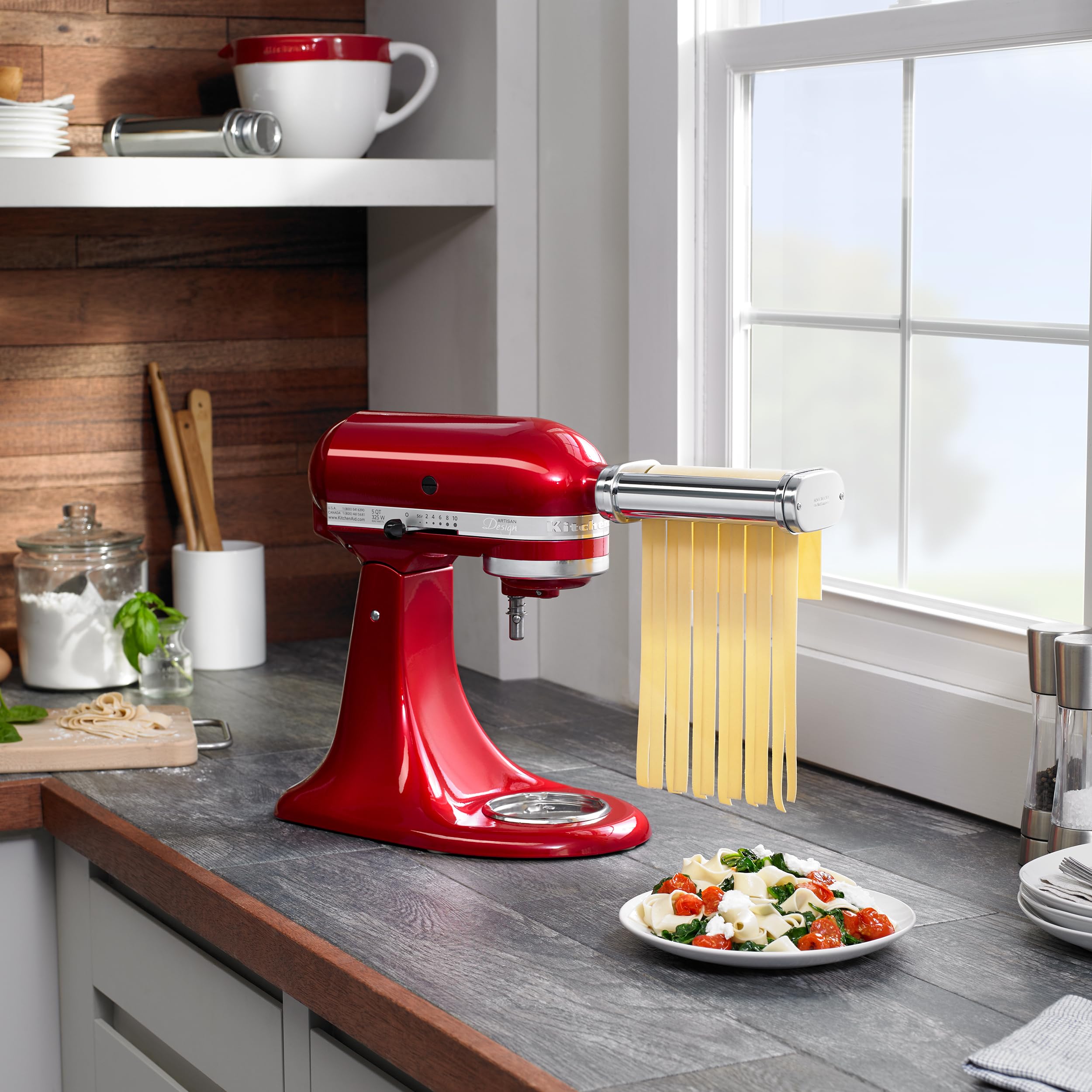 KitchenAid Artisan Series 5 Quart Tilt Head Stand Mixer with Pouring Shield KSM150PS,: Passion Red Mixer + Mixer Attachment, 5 Piece