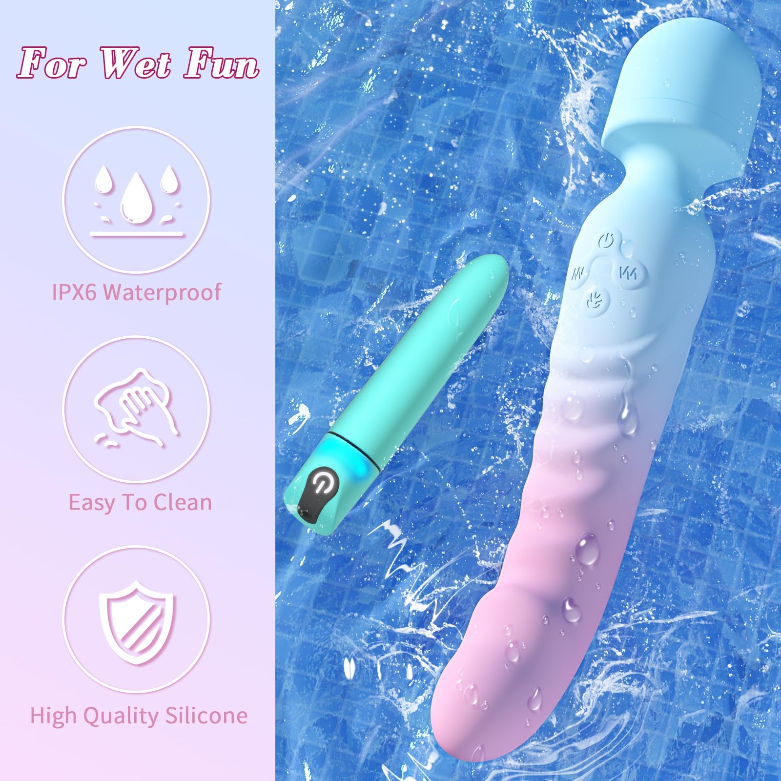 G Spot Vibrator Wand & Bullet Vibrator Set - Vibrators Sex Toys for Women, Clitoral Stimulator Dildo with 7 Vibrating Modes, Waterproof Heating Wand Massager, Adult Sex Toy for Female and Couples thumbnail 4
