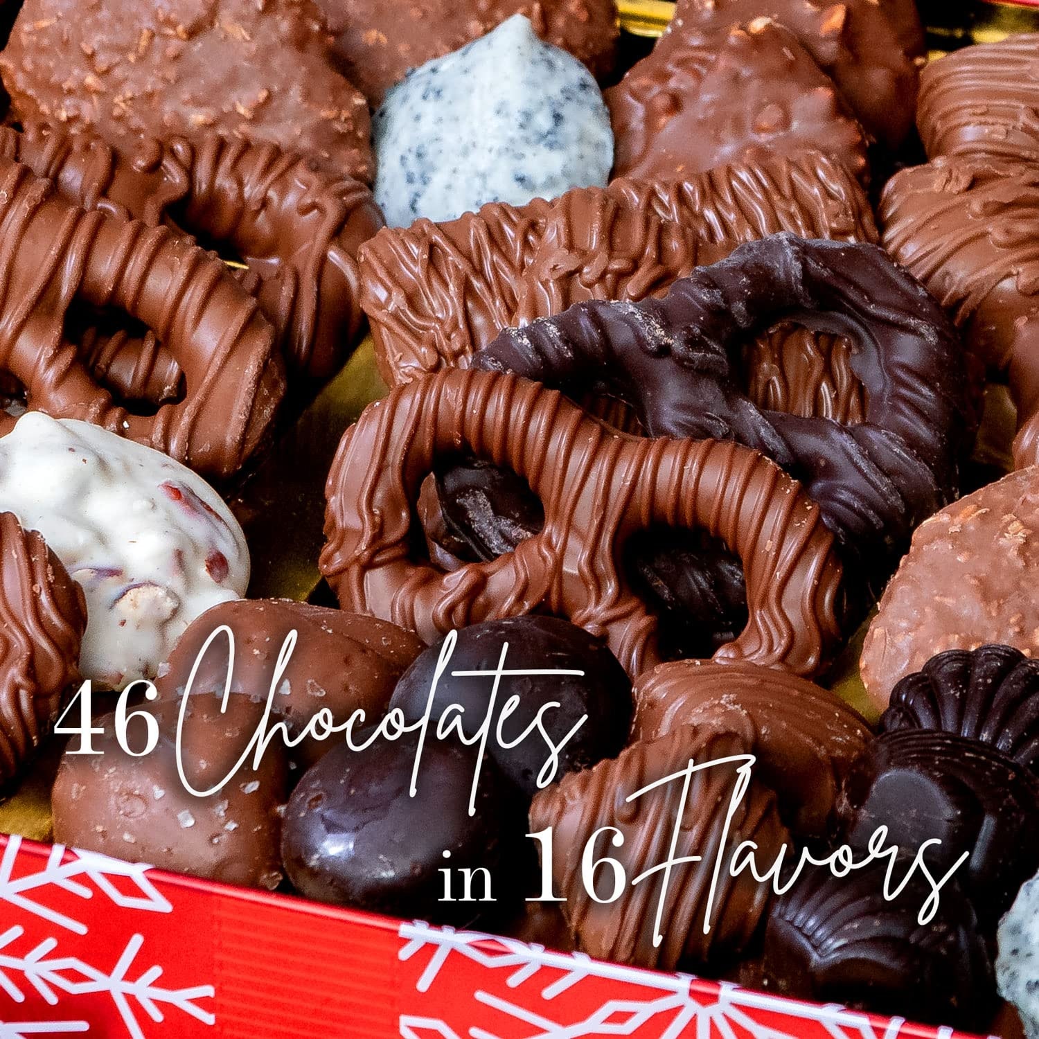 Chocolate Gift Basket- Gourmet Chocolate Snack Variety Present in Keepsake Tray- Includes Belgium Pretzels, Peppermint Patties, Sea Salt Caramels, Chocolate Espresso Beans- Bonnie and Pop - Image 6