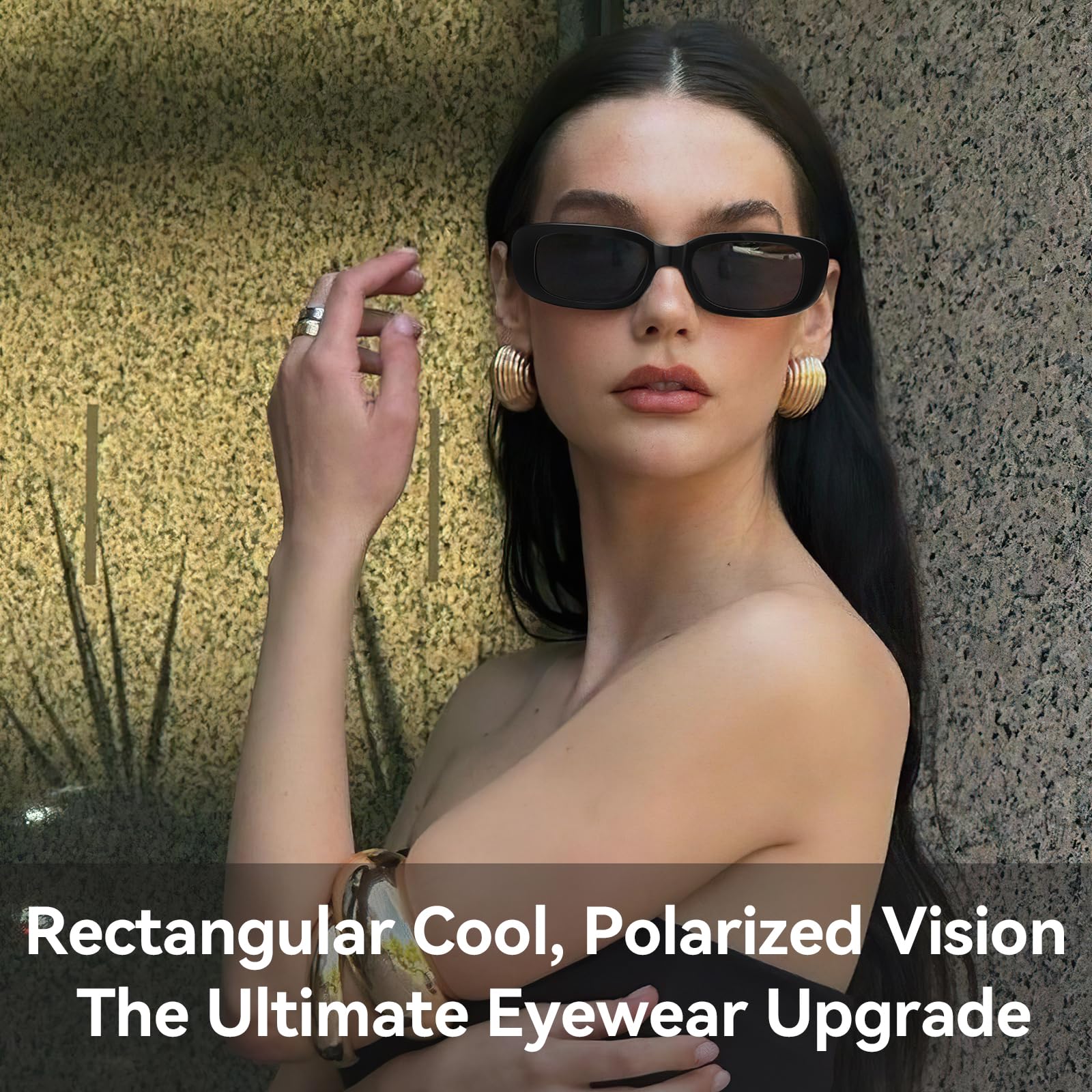 Dollger Rectangle Sunglasses for Women Men Trendy Retro Fashion Sunglasses UV 400 Protection Square Fram