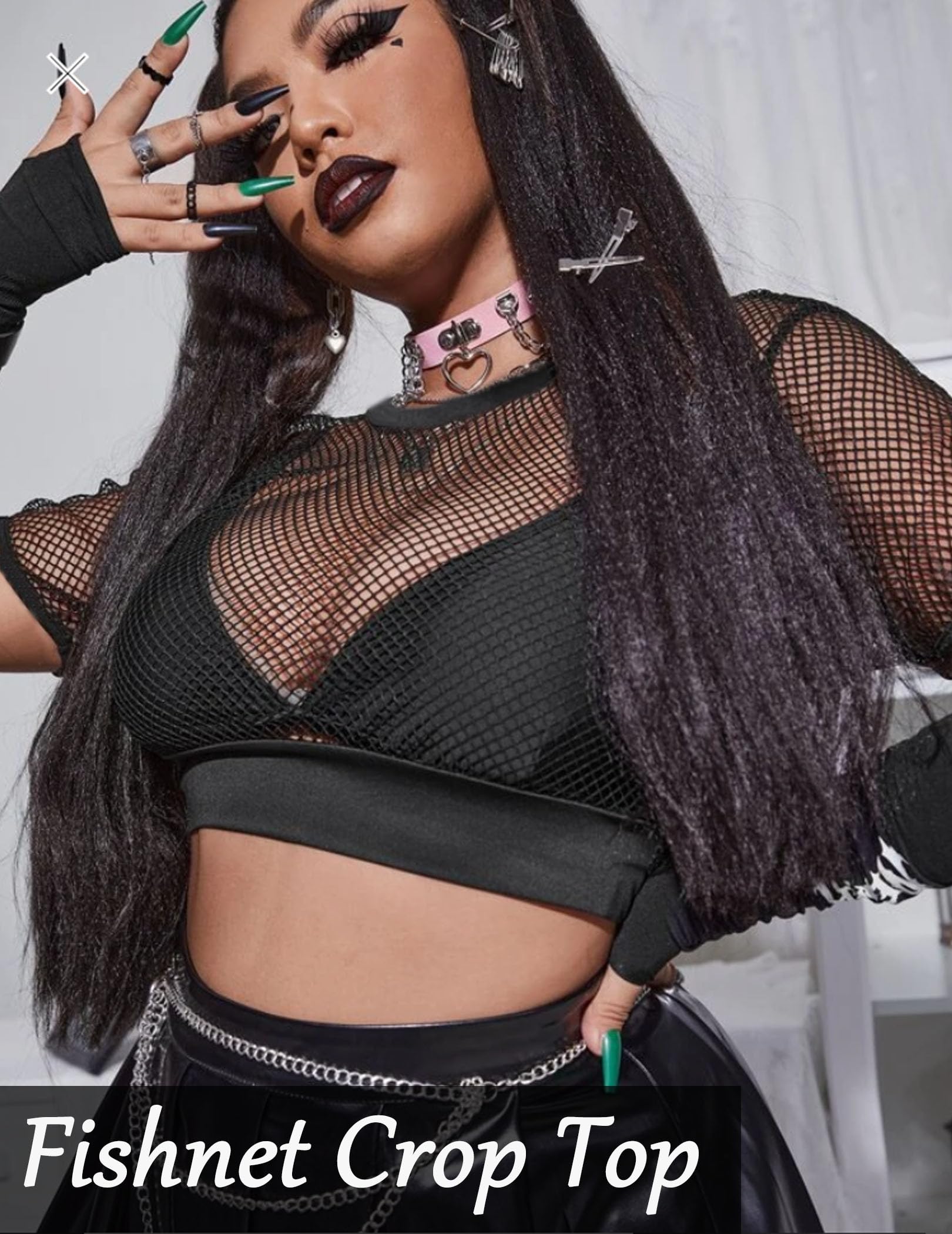 Avidlove Fishnet Crop Top for Women Y2K Short Sleeve See Through Shirt O Neck Pullover Blouse: Short Sleeve Medium Black-short Sleeve