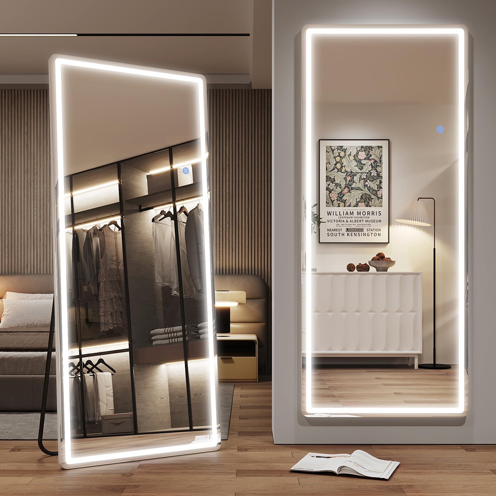 Antok LED Full Length Mirror, 71" x 28" Lighted Floor Standing LED Mirror Full Length,Hanging Mirrors with Stand Free Standing Floor Mirrors for Bedroom (Rect) - Image 3