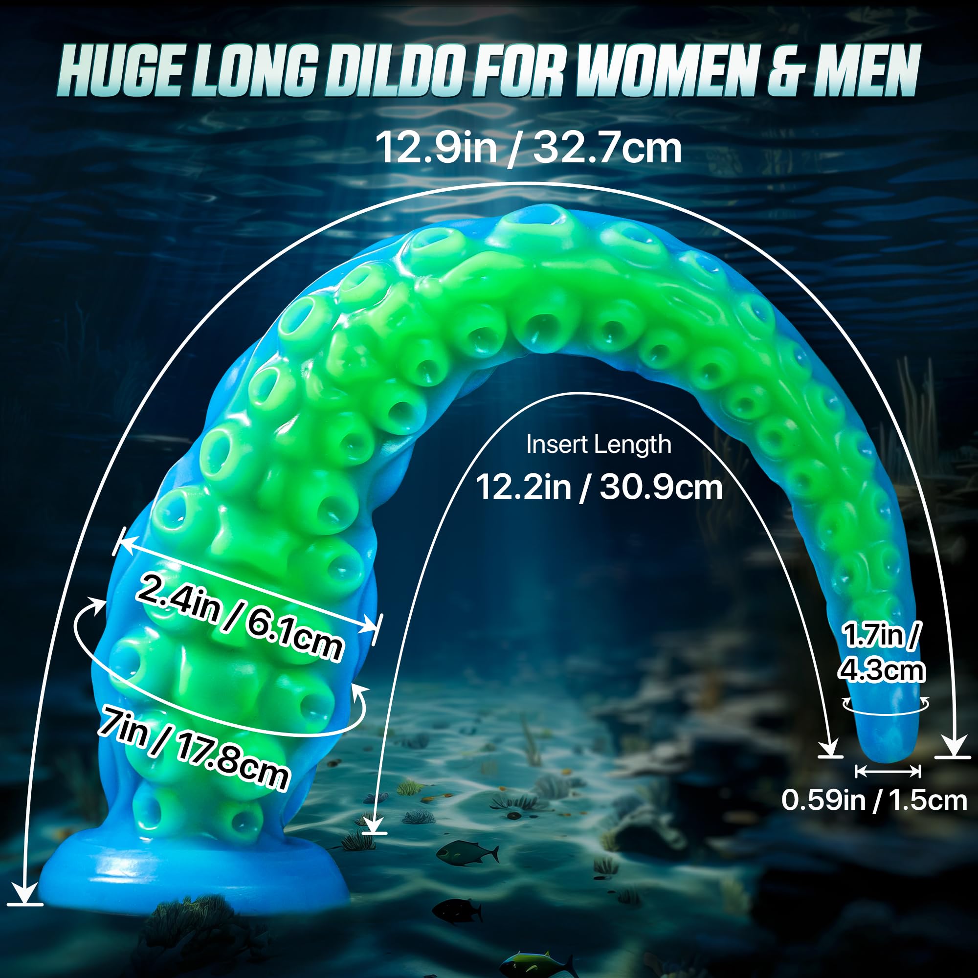 Luminous Tentacle Dildo Sex Toy - 12.9'' Anal Dildos Adult Toys, Strong Suction Cup Dildo Anal Sex Toys for C U G-Spot Stimulation, Soft Silicone Huge Dildo Womens Sex Toys for Men Couples Sex Machine thumbnail 4