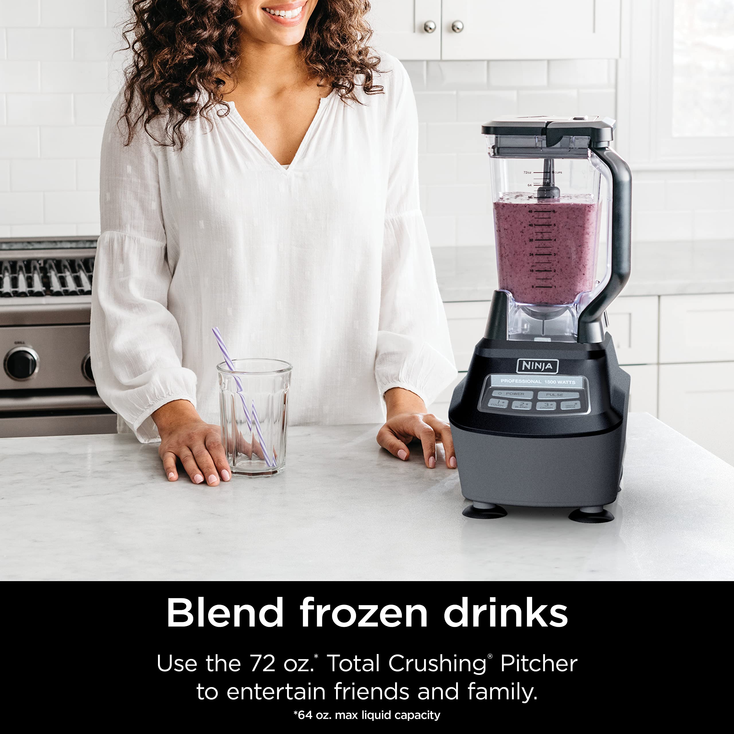 Ninja Mega Kitchen System, 1500W, 72 oz. Full-Size Blender & 8-Cup Food Processor with (2) 16 oz. To-Go Cups, Total Crushing Technology - Smoothies, Ice Crushing, Purees, Dough & More, Black, BL770: Pitcher+Bowl+(1) 16-oz. Cup