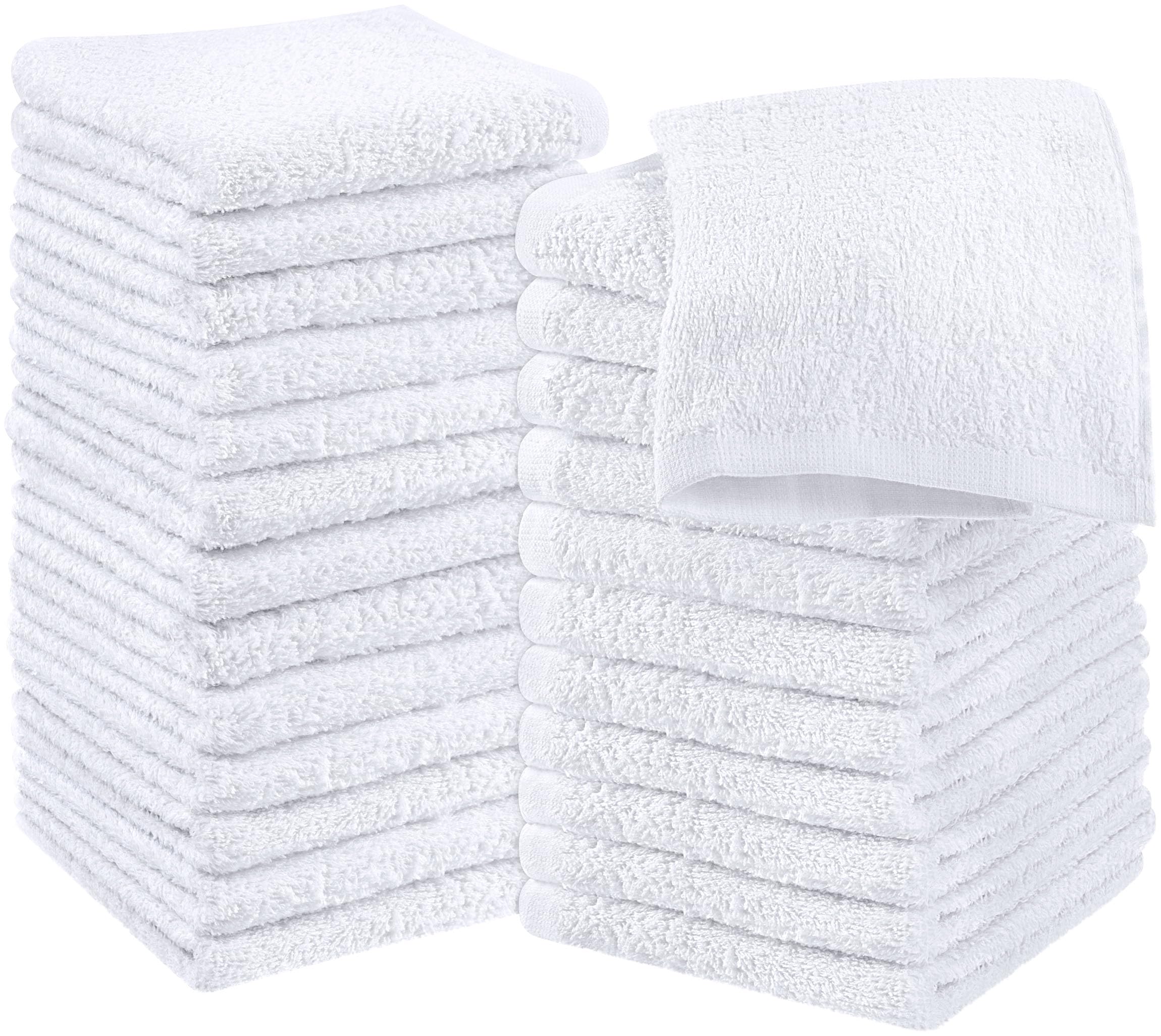 Utopia Towels Cotton Washcloths Set - 100% Ring Spun Cotton, Premium Quality Flannel Face Cloths, Highly Absorbent and Soft Feel Fingertip Towels (24 Pack, White): White 24