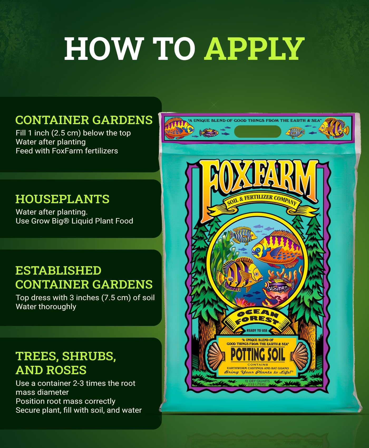 FoxFarm Ocean Forest Potting Soil, 12qt – Light, Aerated Texture, Designed for All Container Plants – pH Adjusted for Optimal Nutrient Uptake, Effectively Retains Moisture (12 Quart (1 Pack)): 12 quart (3 Pack)
