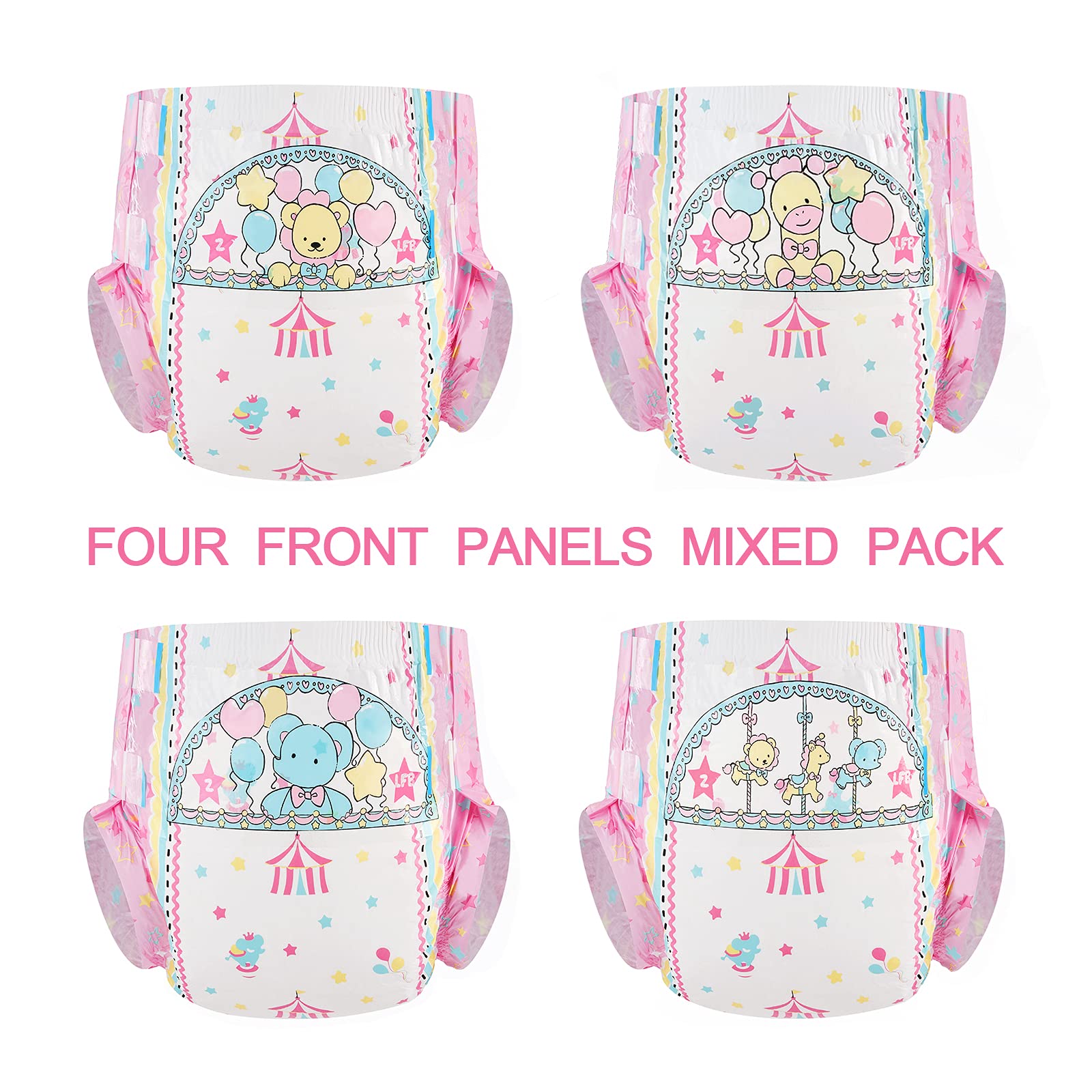 Littleforbig Adult Printed Diaper 10 Pieces - Little Circus (Large 36"-46") thumbnail 6
