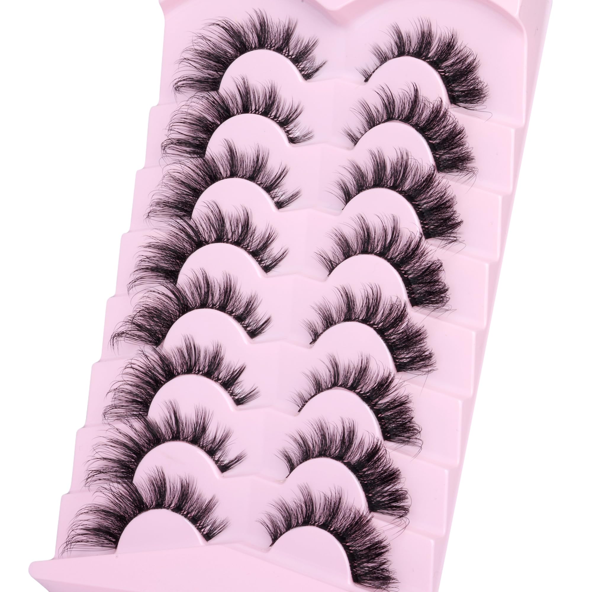 False Eyelashes Fluffy Faux Mink Lashes Wispy Fairy Cat Eye Lashes Spiky Strip Lashes Extension Natural Volume Fake Lashes Pack by GVEFETIEE 8 Pairs Black: False Eyelashes-009
