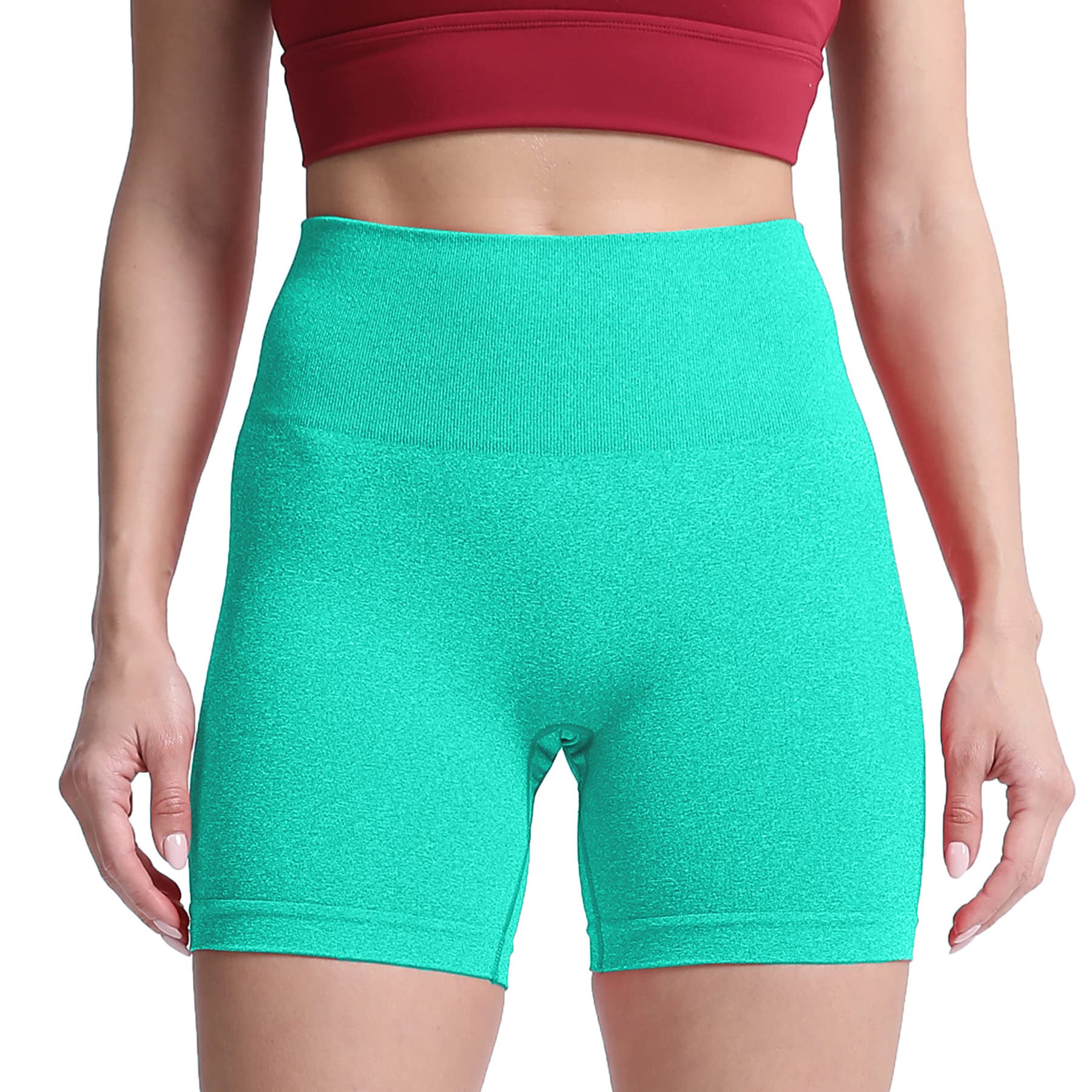 Aoxjox Contour Seamless Shorts for Women High Waist Workout Gym Biker Booty Running Yoga Short thumbnail 2