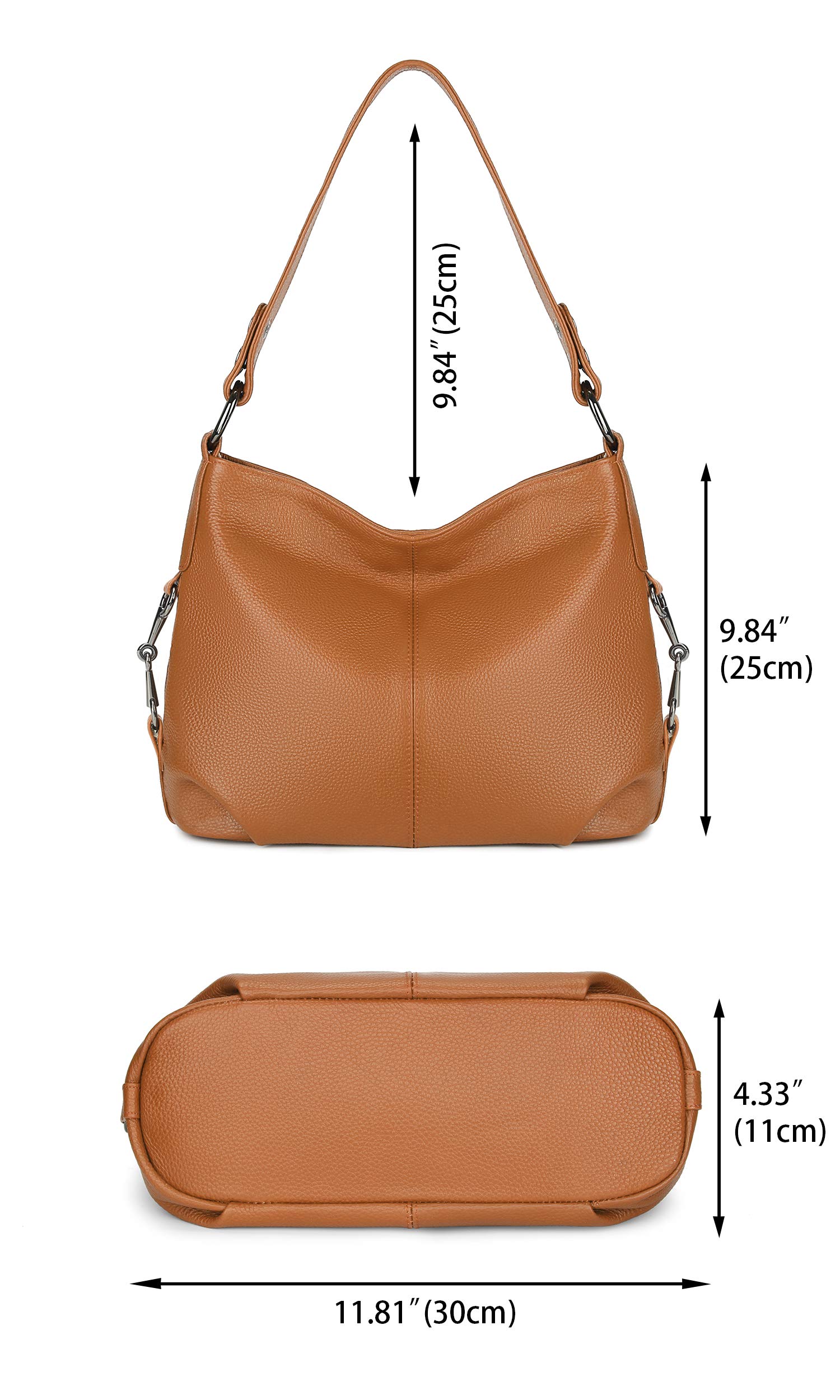 YALUXE Genuine Leather Shoulder Bags Stylish Hobo Handbags Purses Crossbody Bags for Women thumbnail 6