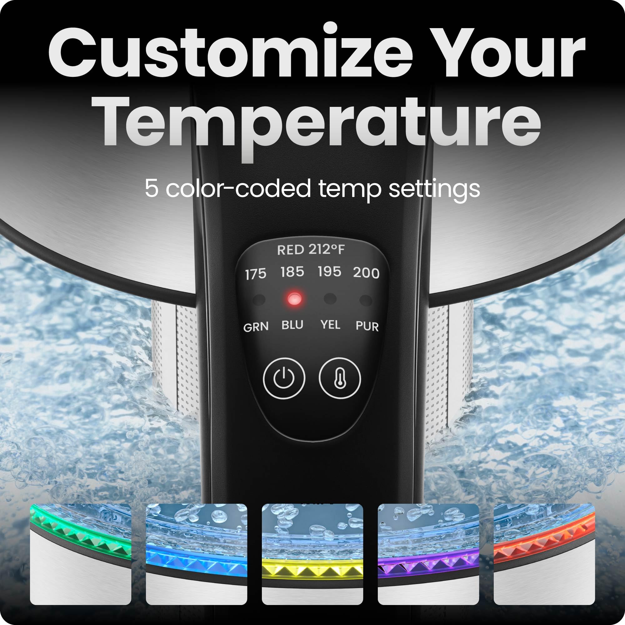 Chefman Electric Kettle with Temperature Control, 5 Presets LED Indicator Lights, Removable Tea Infuser, Glass Tea Kettle & Hot Water Boiler, 360° Swivel Base, BPA Free, Stainless Steel, 1.8 Liters: 1.8L - Temperature Control