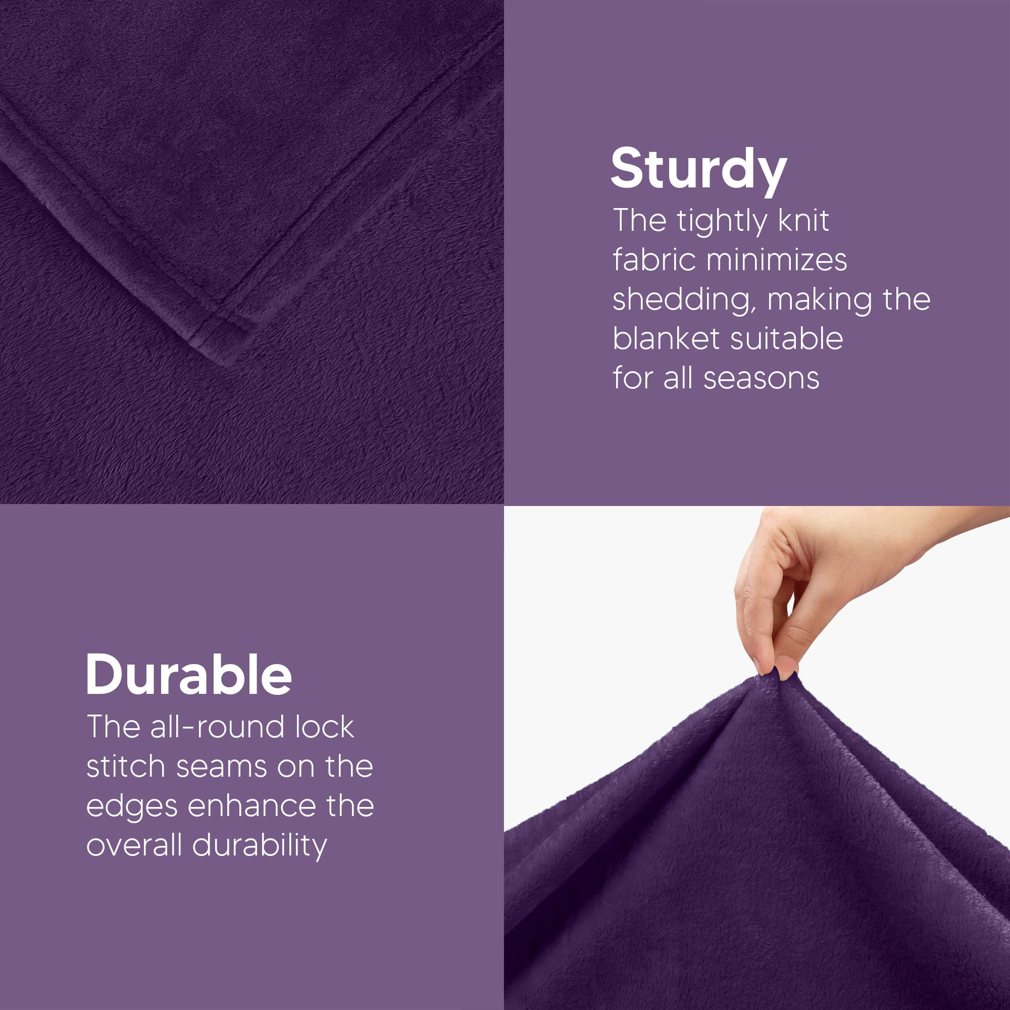 Utopia Bedding Fleece Blanket King Size Purple 300GSM Luxury Anti-Static Fuzzy Soft Microfiber Bed Blanket (90x102 Inch) thumbnail 6